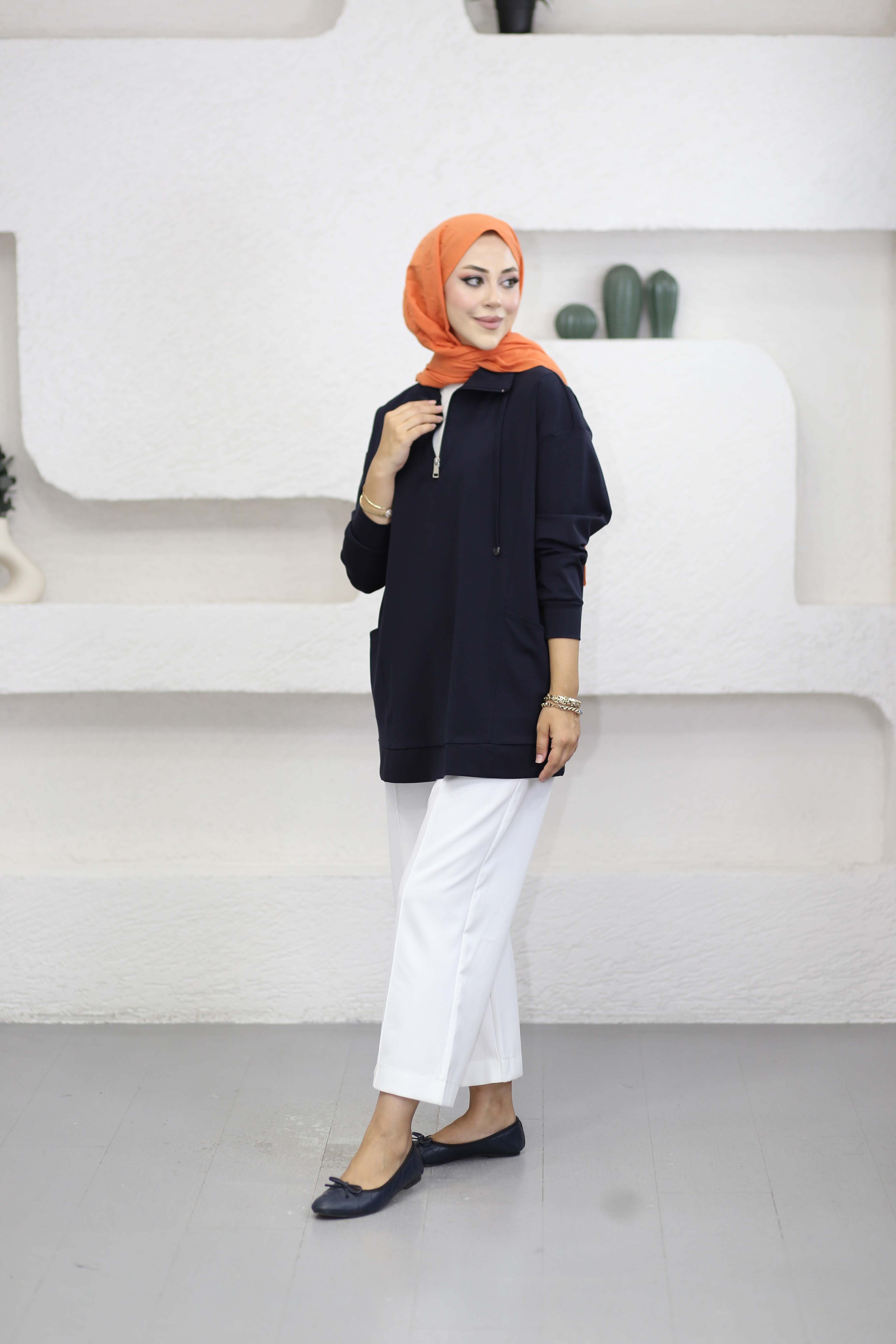 Yan Cepli Sweat Lacivert 4523