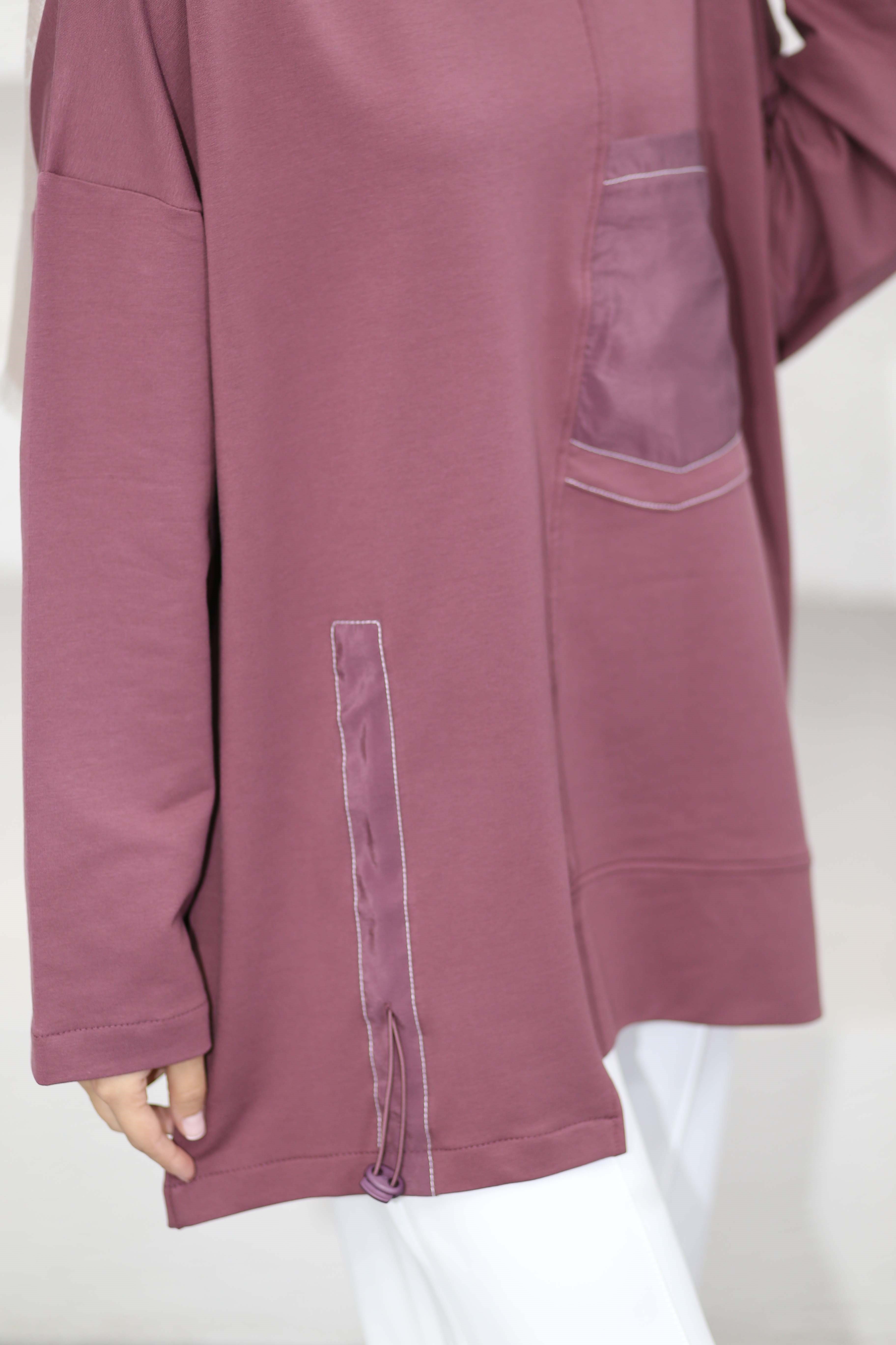 Yan Büzgülü Sweat Mürdüm 6709