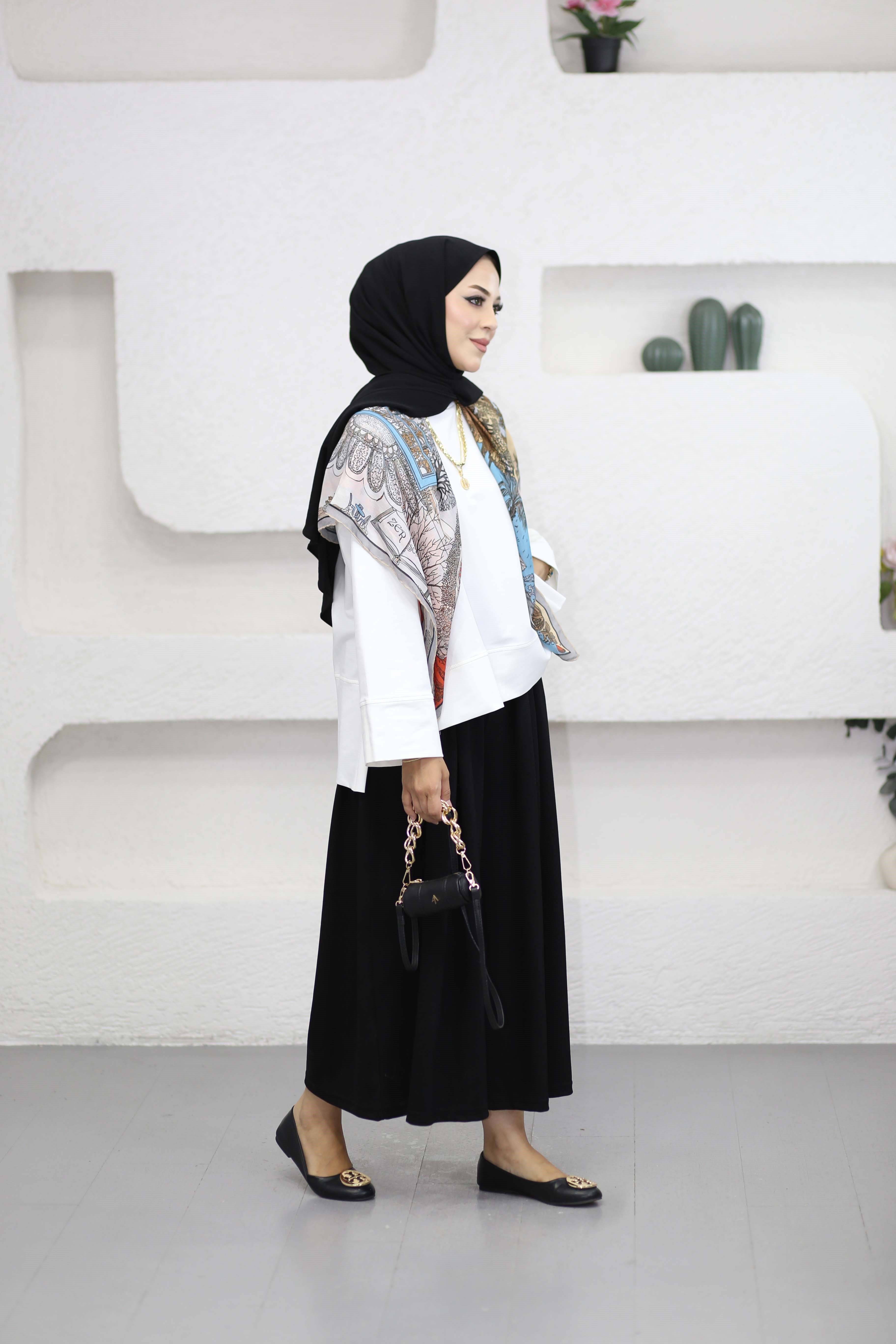 Yırtmaçlı Basıc Sweat Beyaz 32560