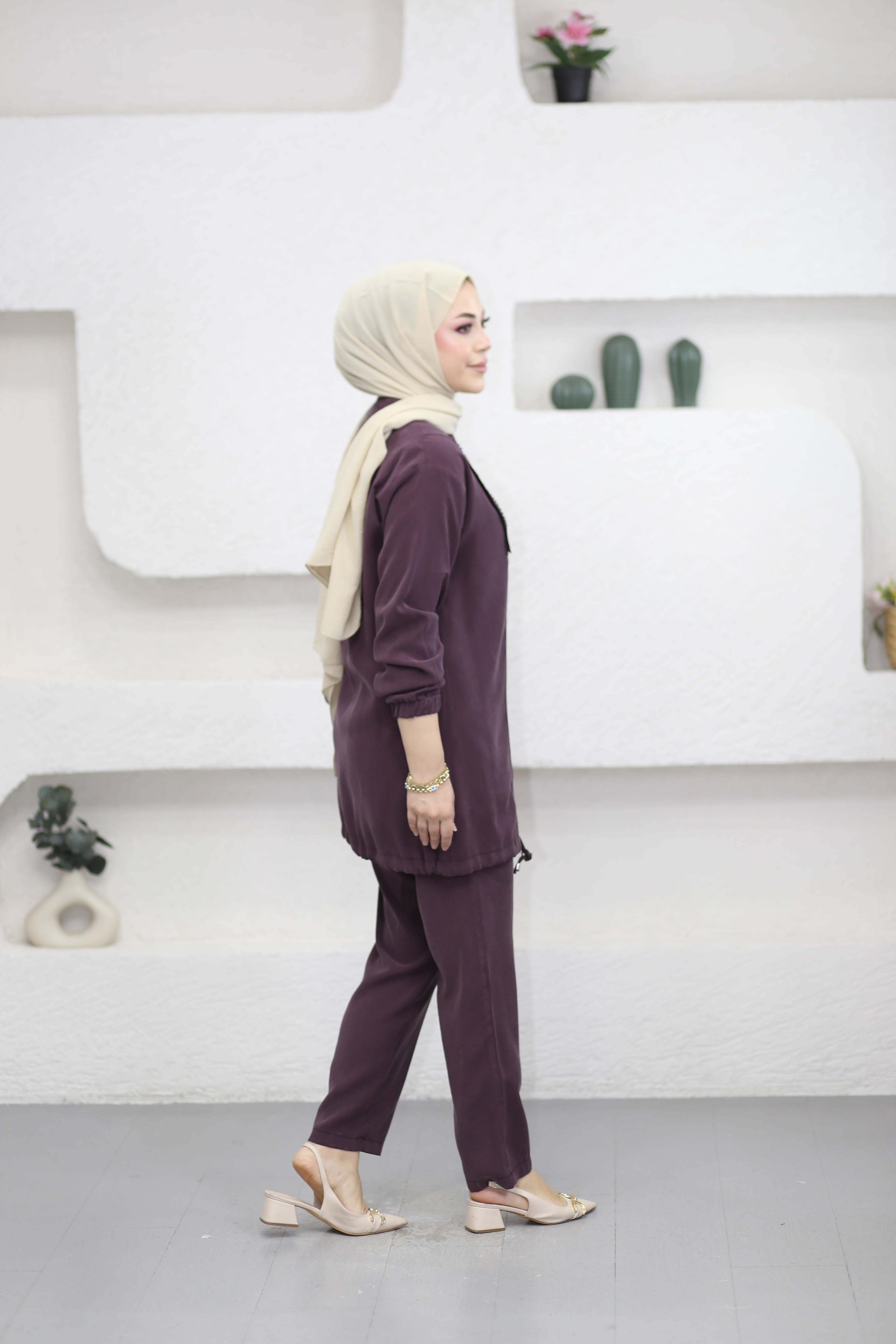 Yan Detaylı Spor Takım Mürdüm 1547