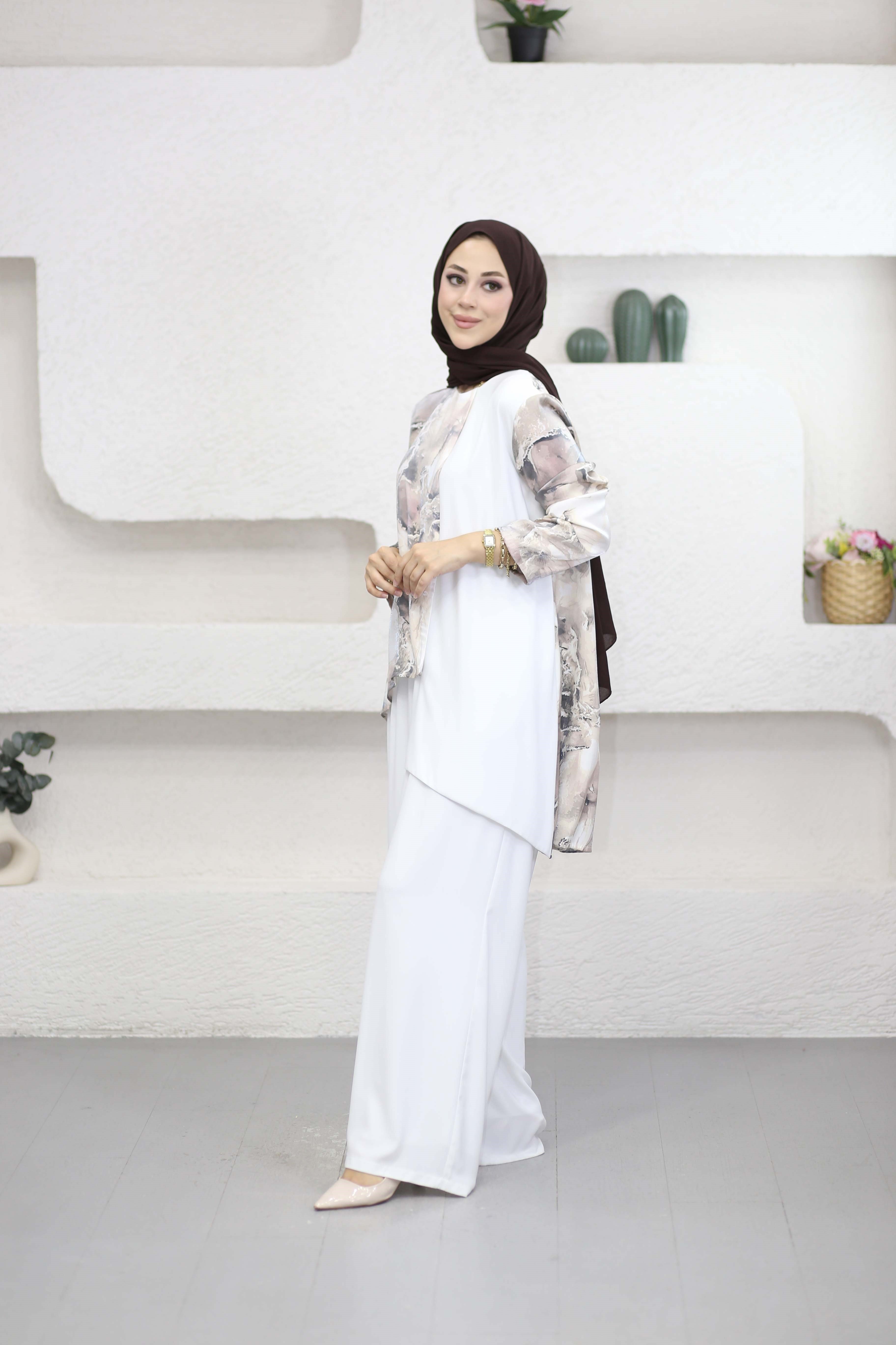 Jade Pantolonlu Takım Beyaz 5011