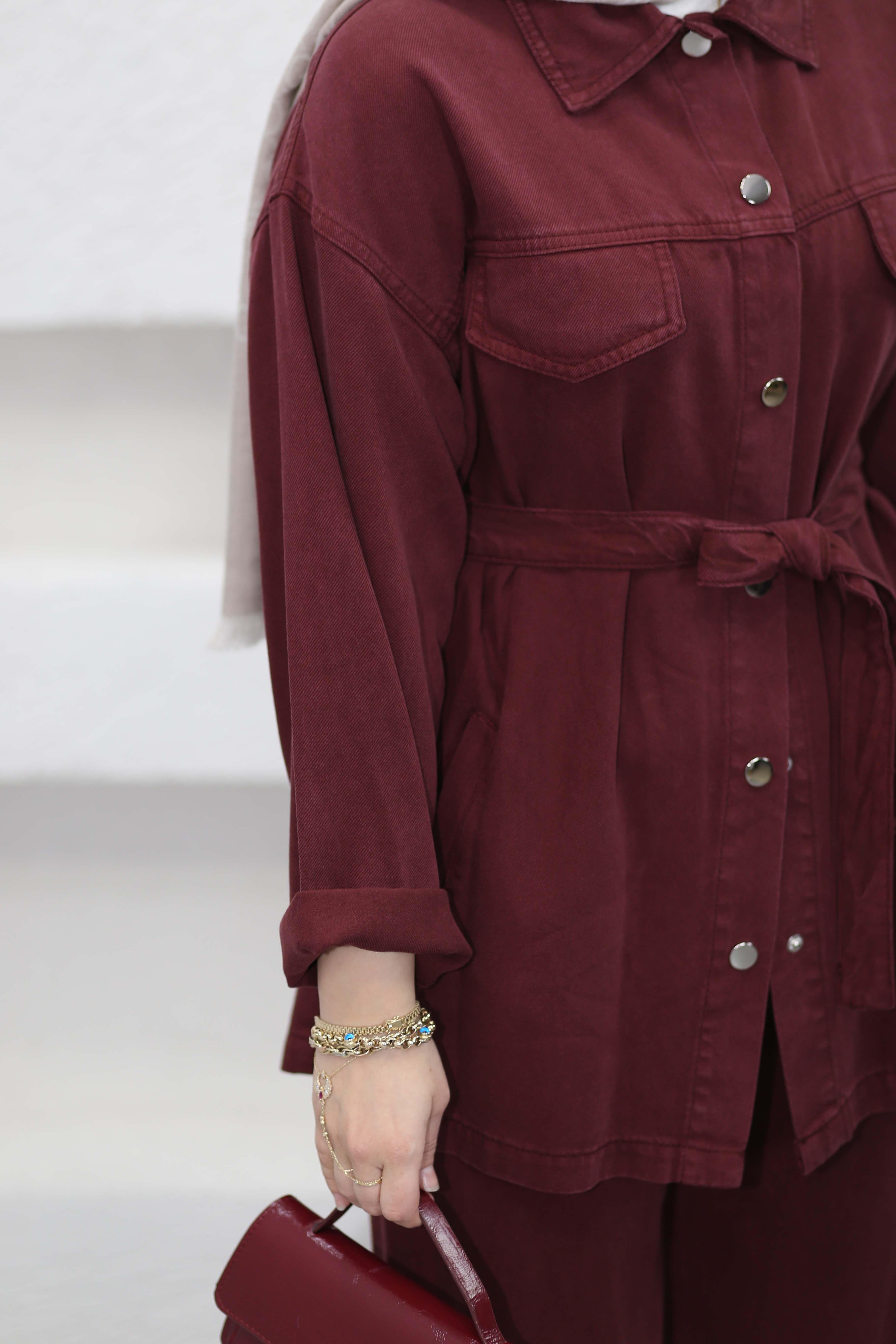 Ebru Denim Takım Bordo 7431
