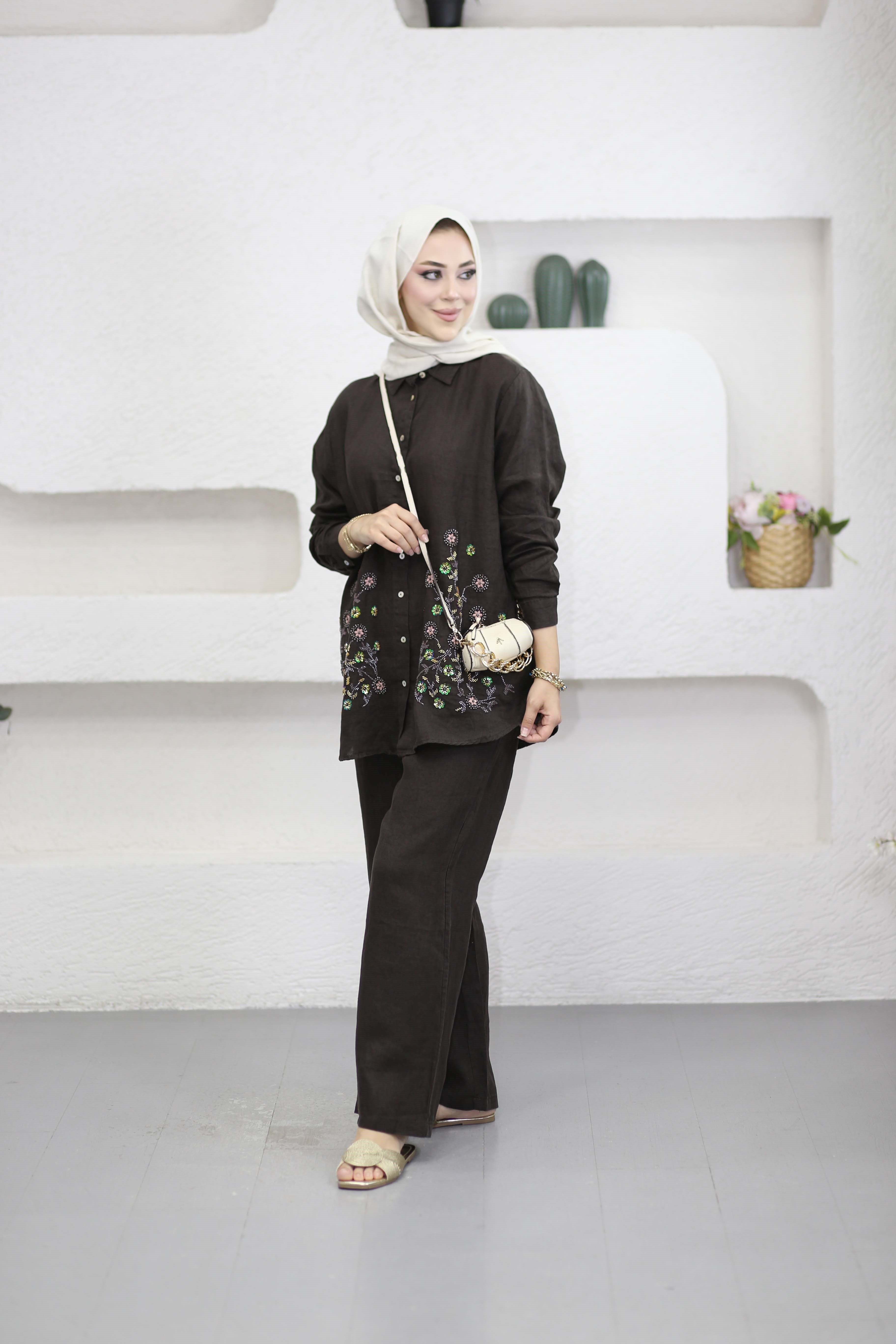 Noura Takım Kahverengi 2189