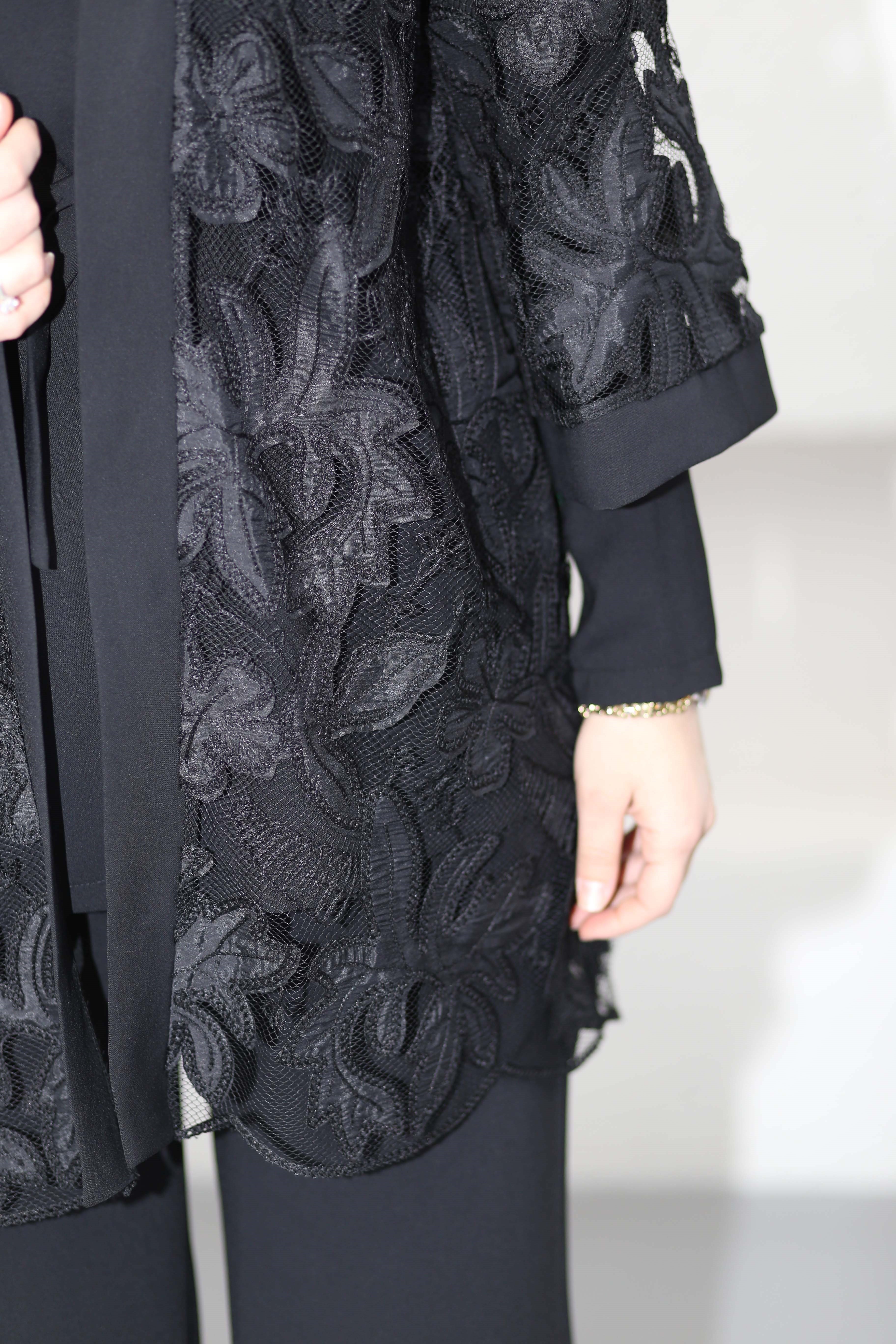 Krep Kimono Takım Siyah 7357