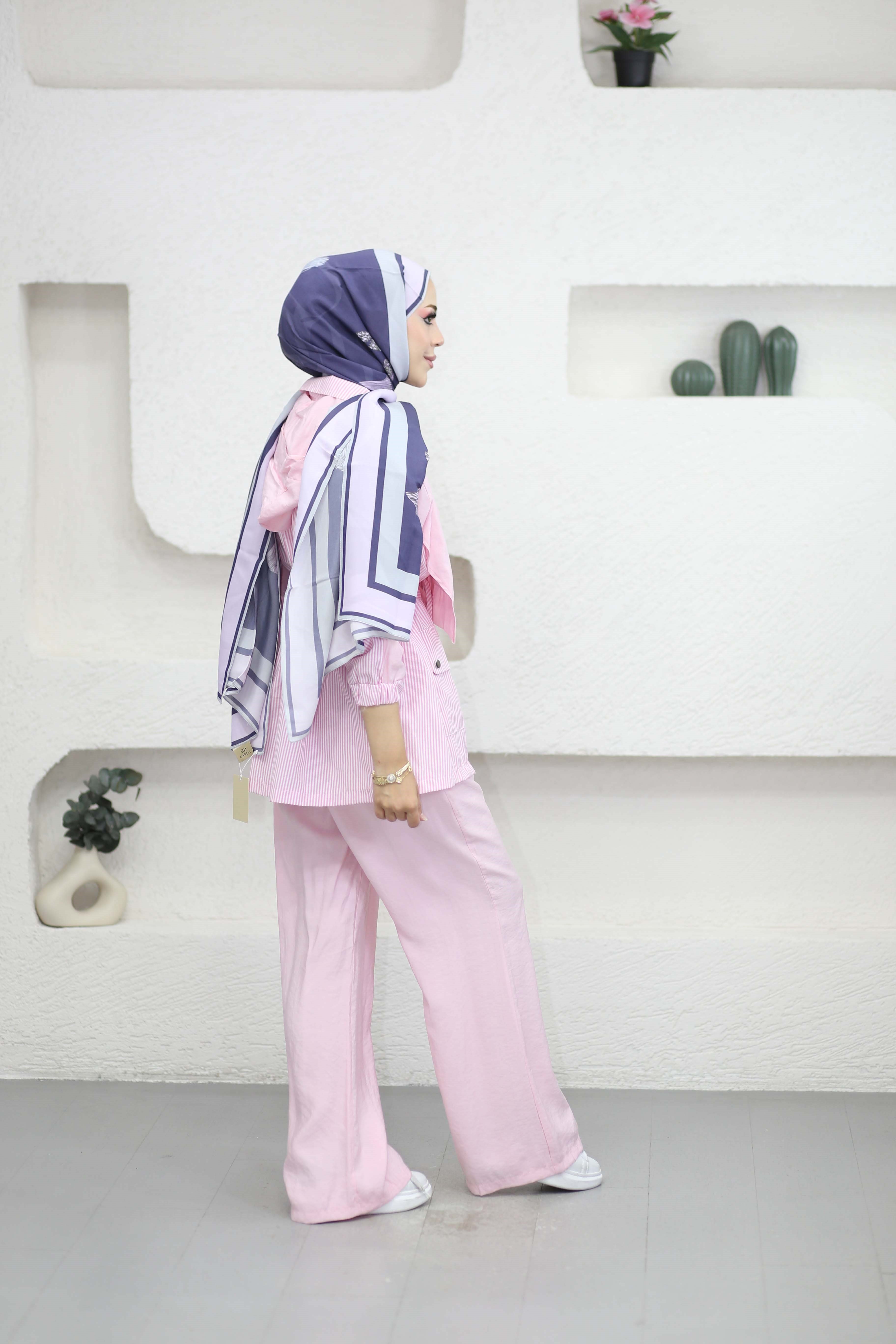 Çizgili Parçalı Takım Pembe 3190