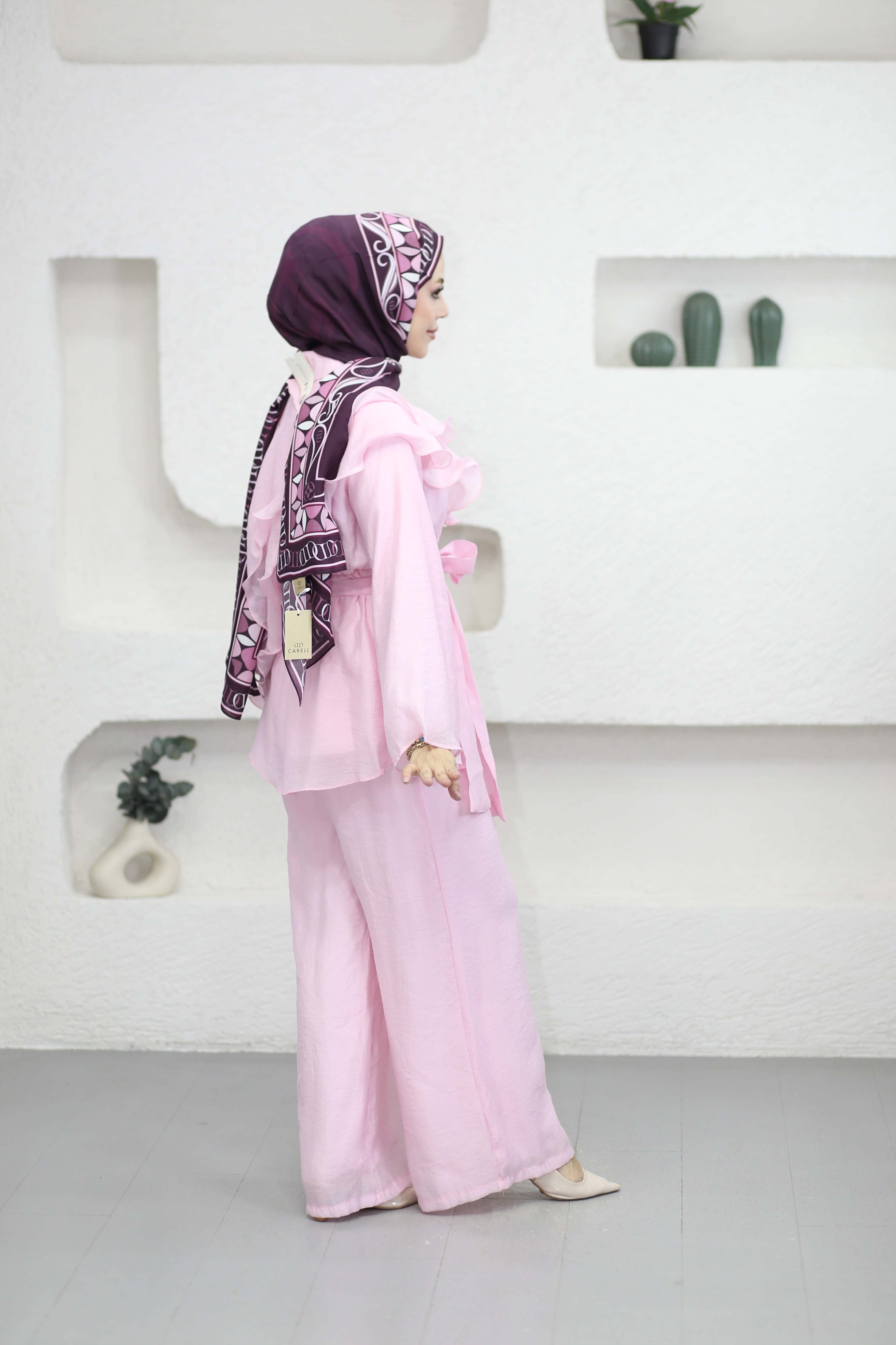 Volanlı İbiza Pantolon Takım Pembe 8615