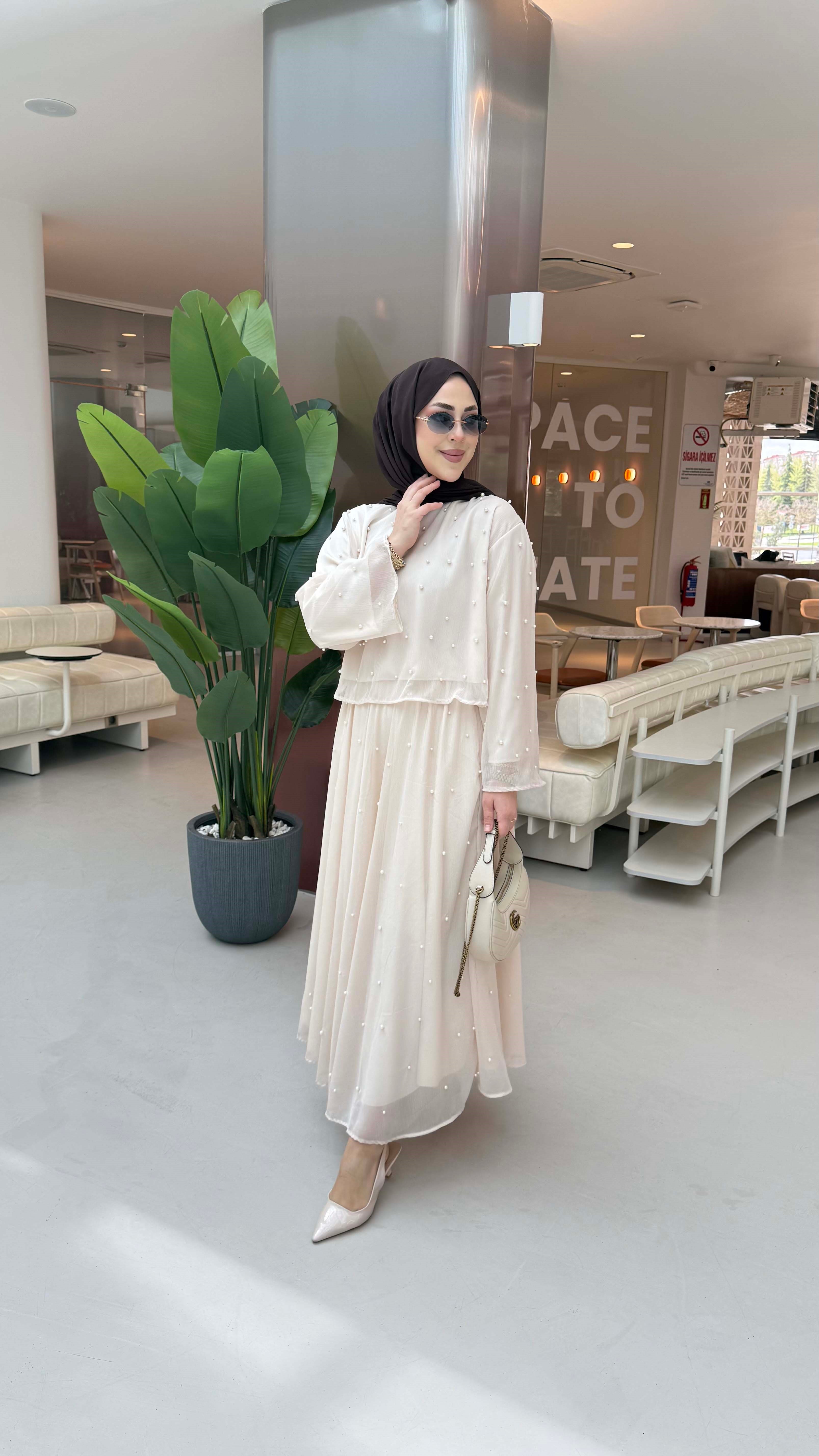 İncili Sim Takım Bej 5760