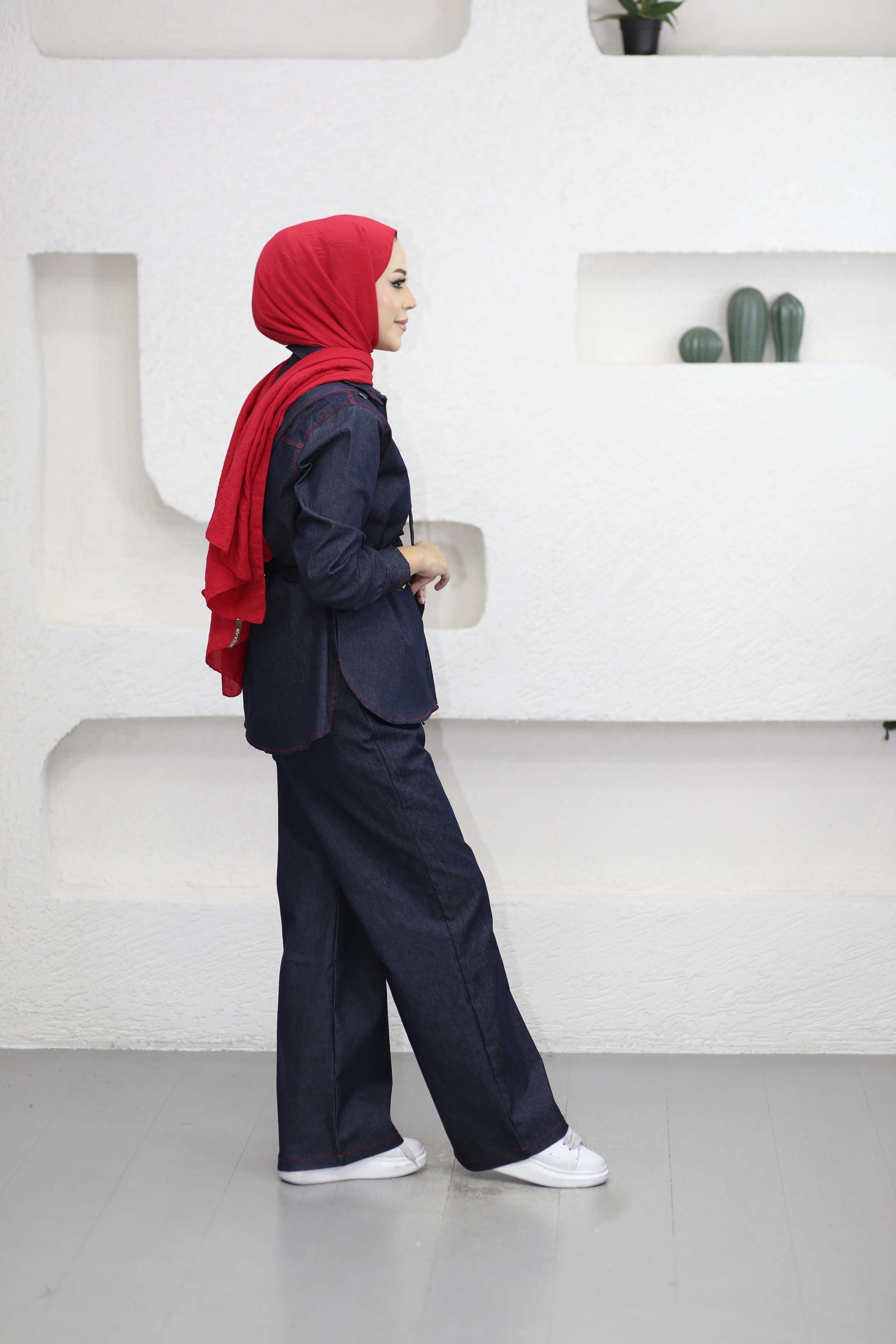 Çantalı Denim Takım Lacivert 8620