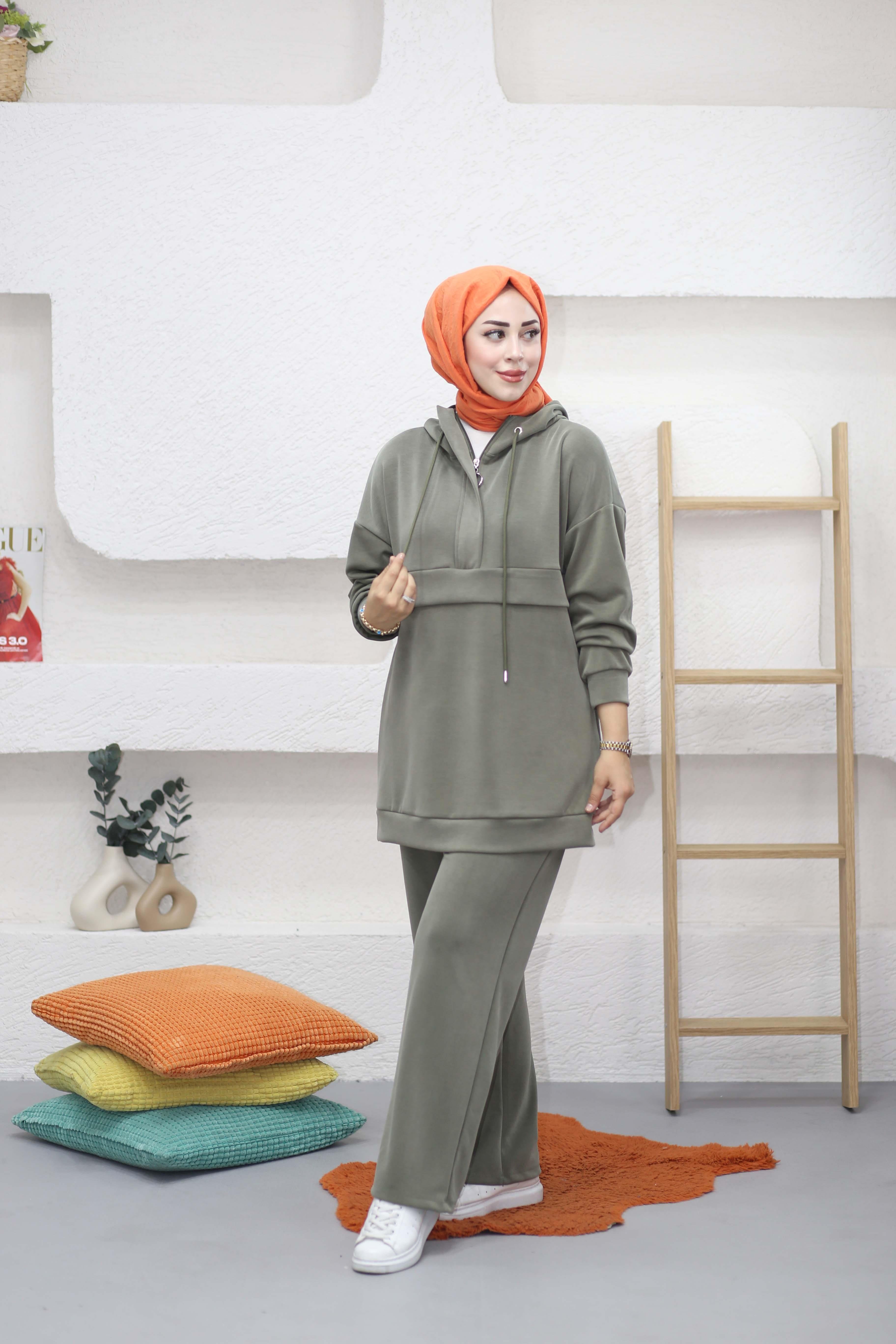 Fermuar Yaka Spor Takım Haki 7056