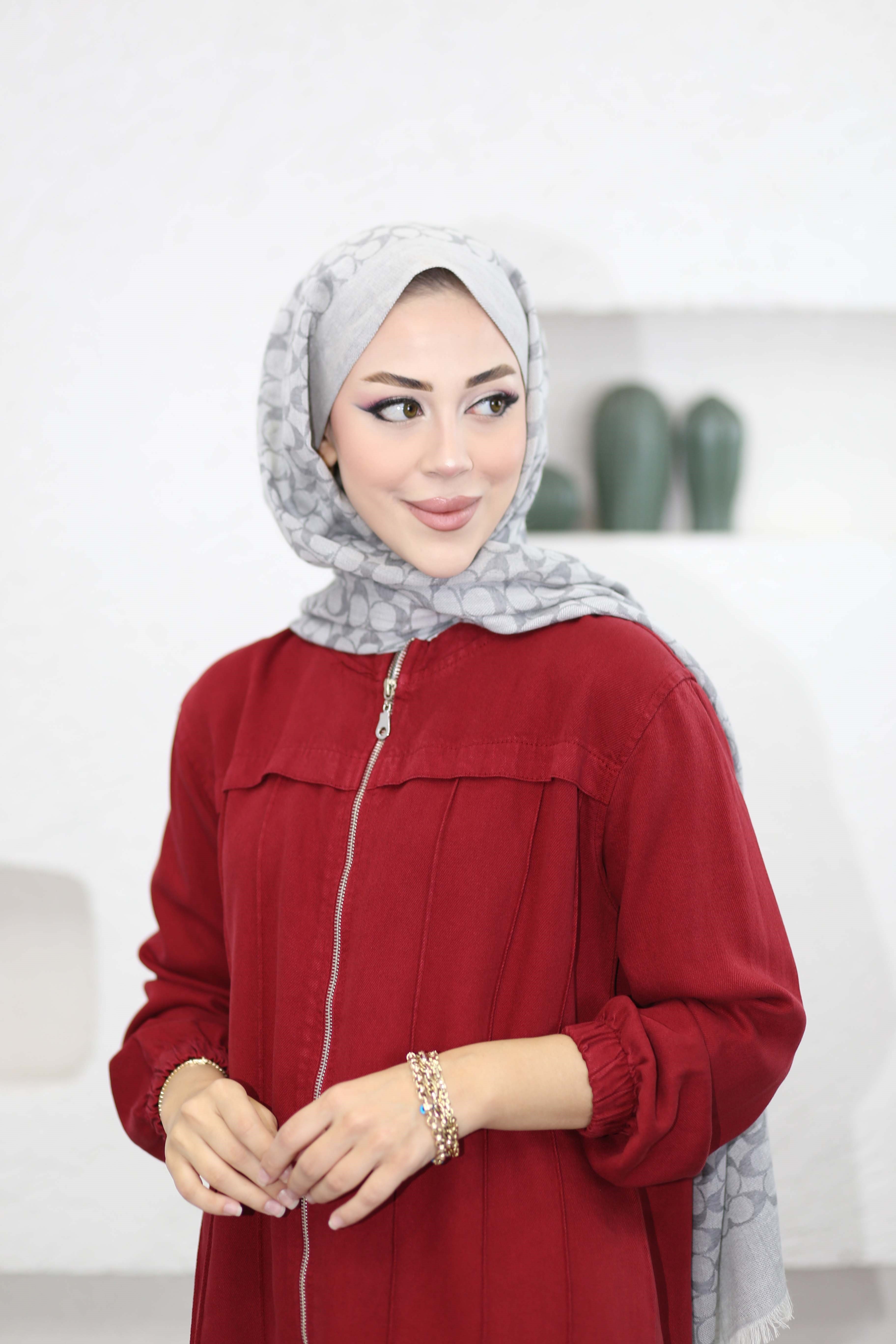Dikişli Denim Takım Bordo 7579