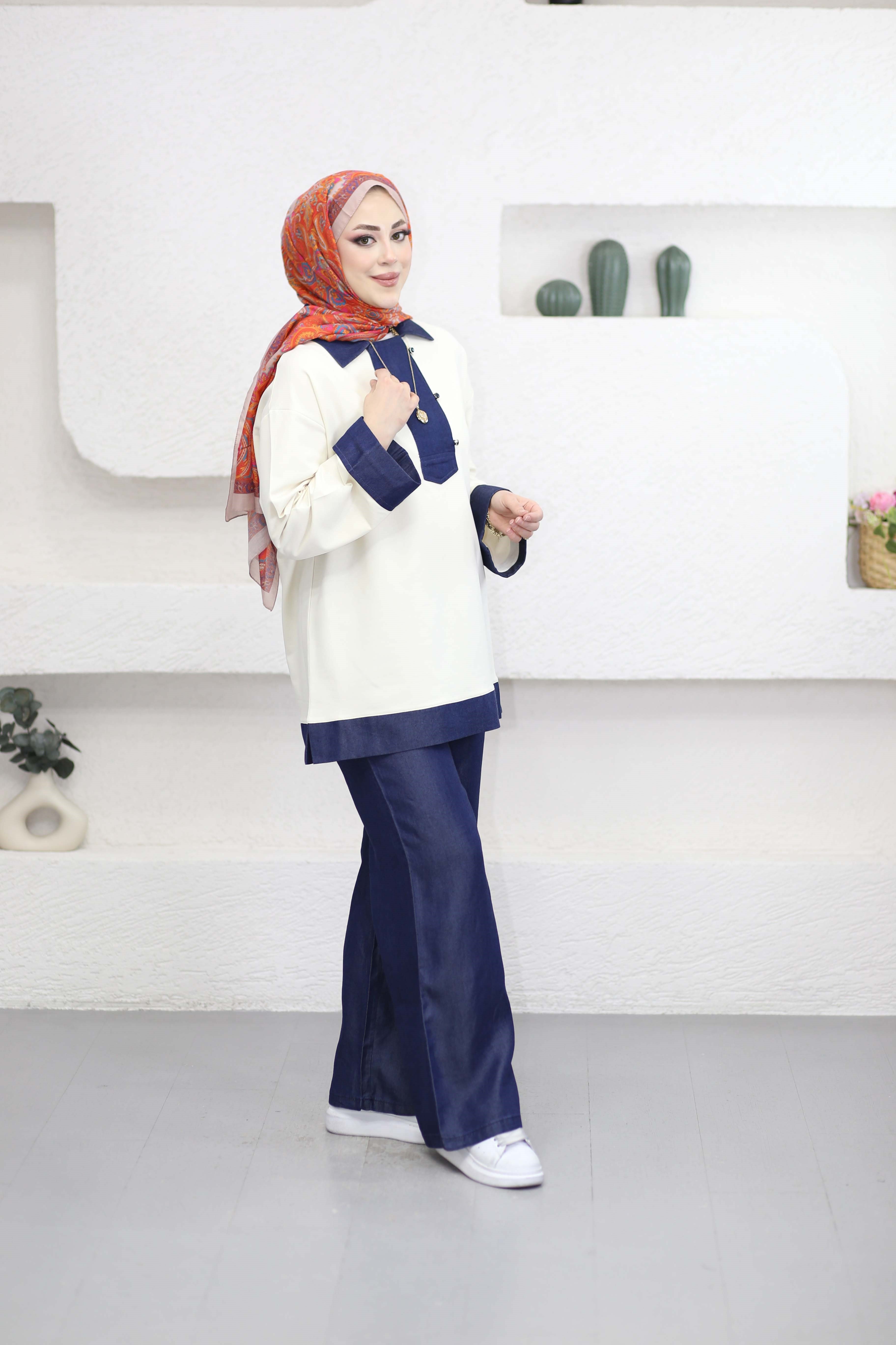 Tencel Detaylı Eşofman Takım Krem 6290