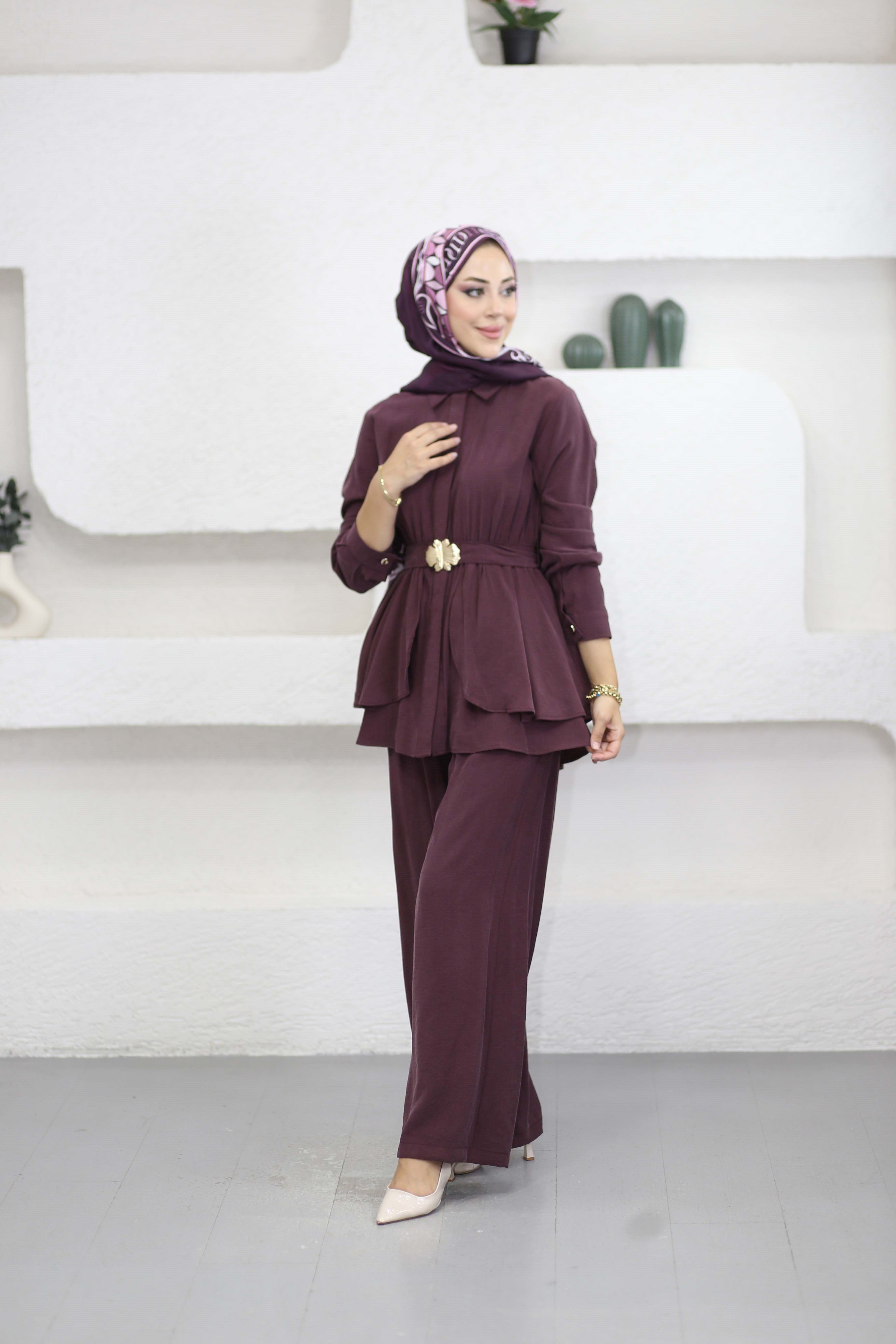 Gold Geçirme Kuşaklı Takım Mürdüm 274804