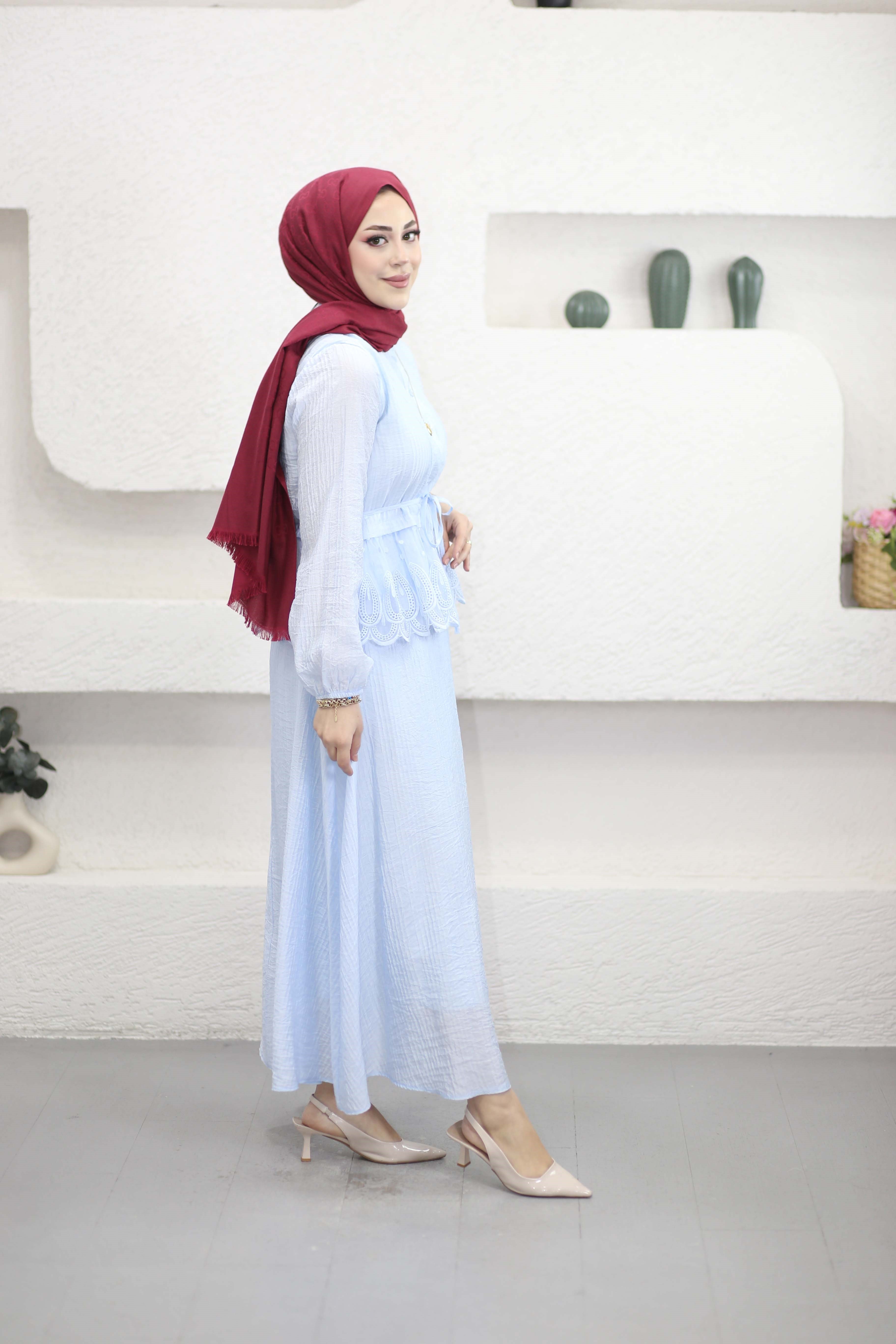 Dantel Tasarım Takım Bebe Mavi 7290