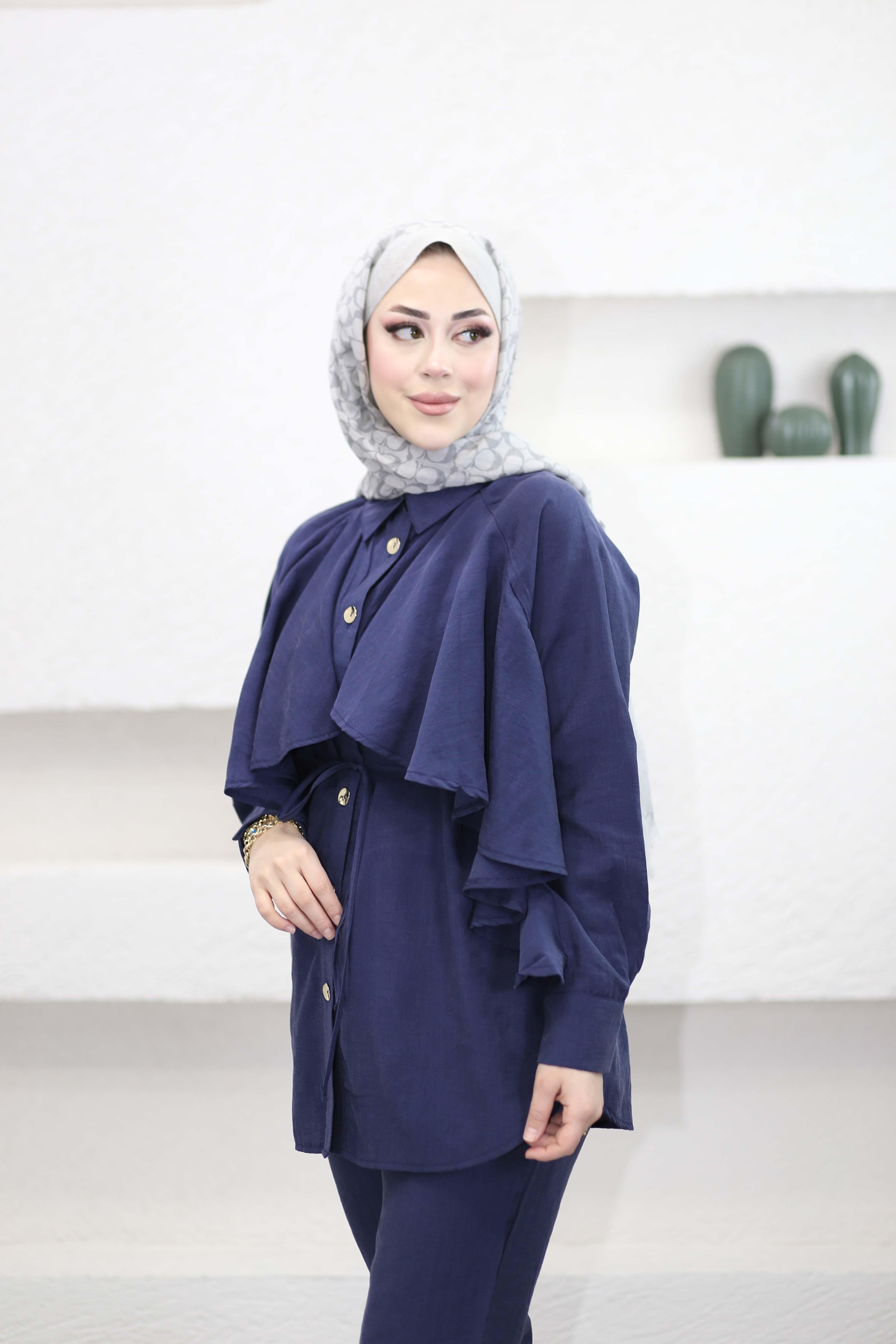 Volan Detaylı Takım Lacivert 3276