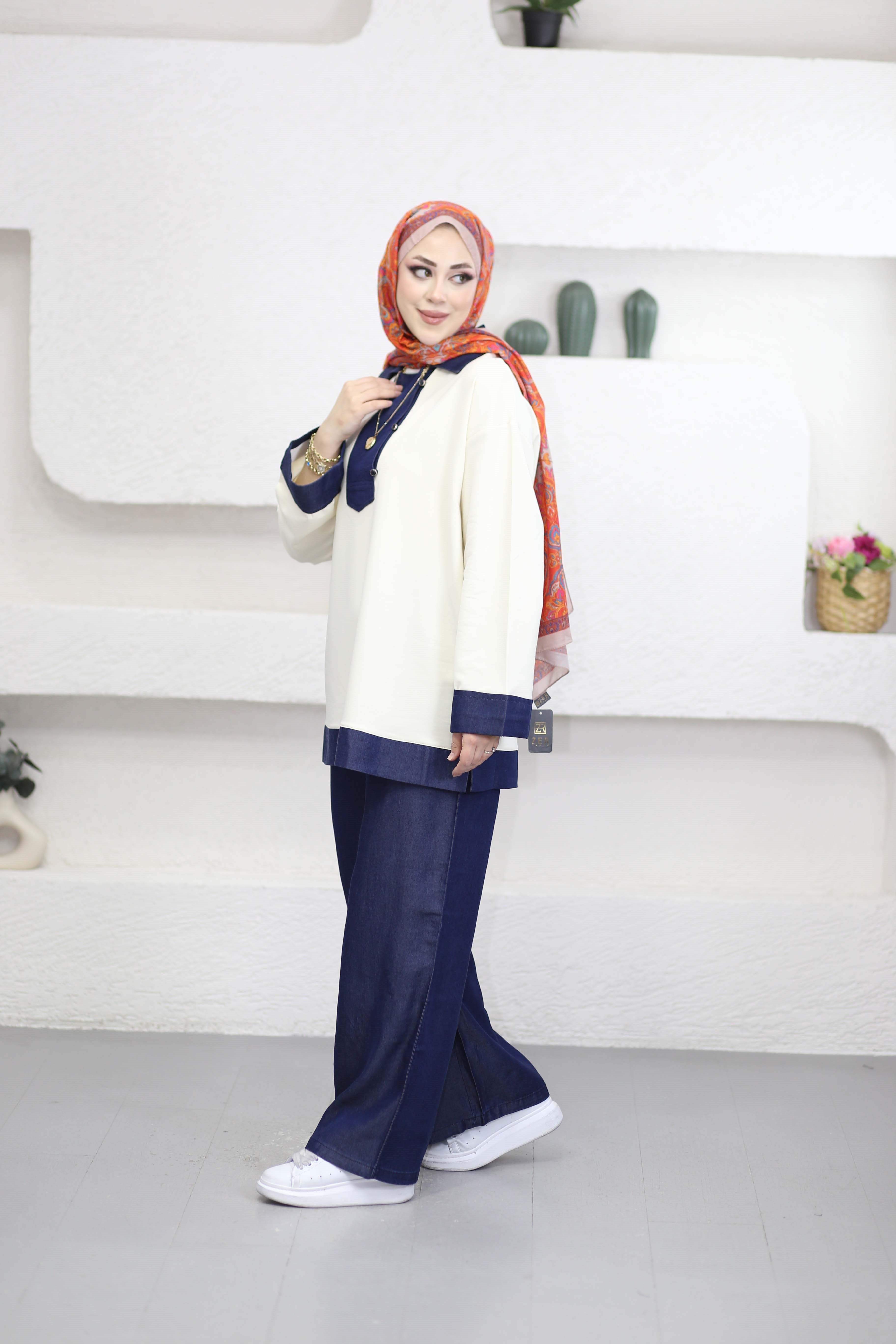 Tencel Detaylı Eşofman Takım Krem 6290
