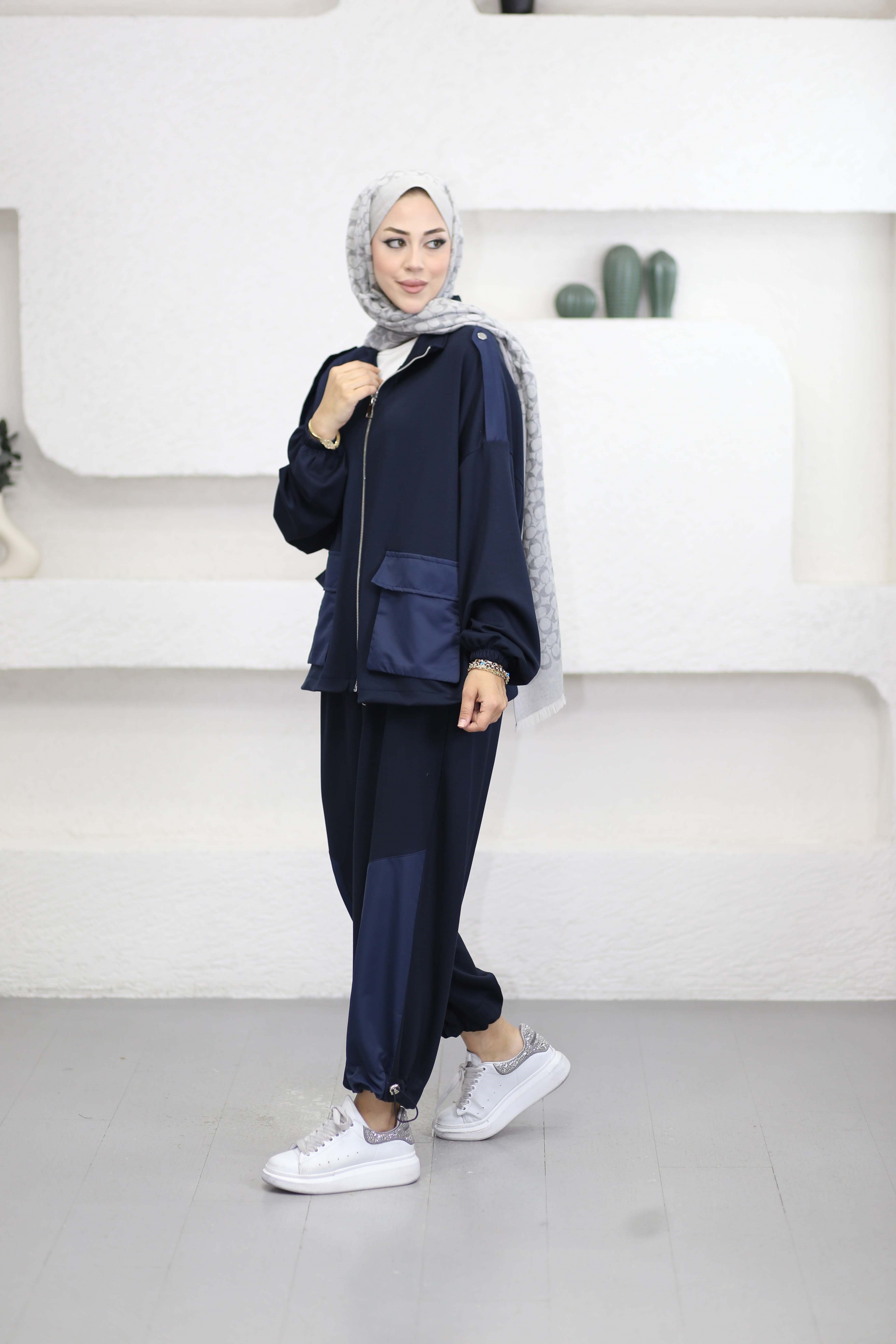 Pantolon Büzgülü Takım Lacivert 22937