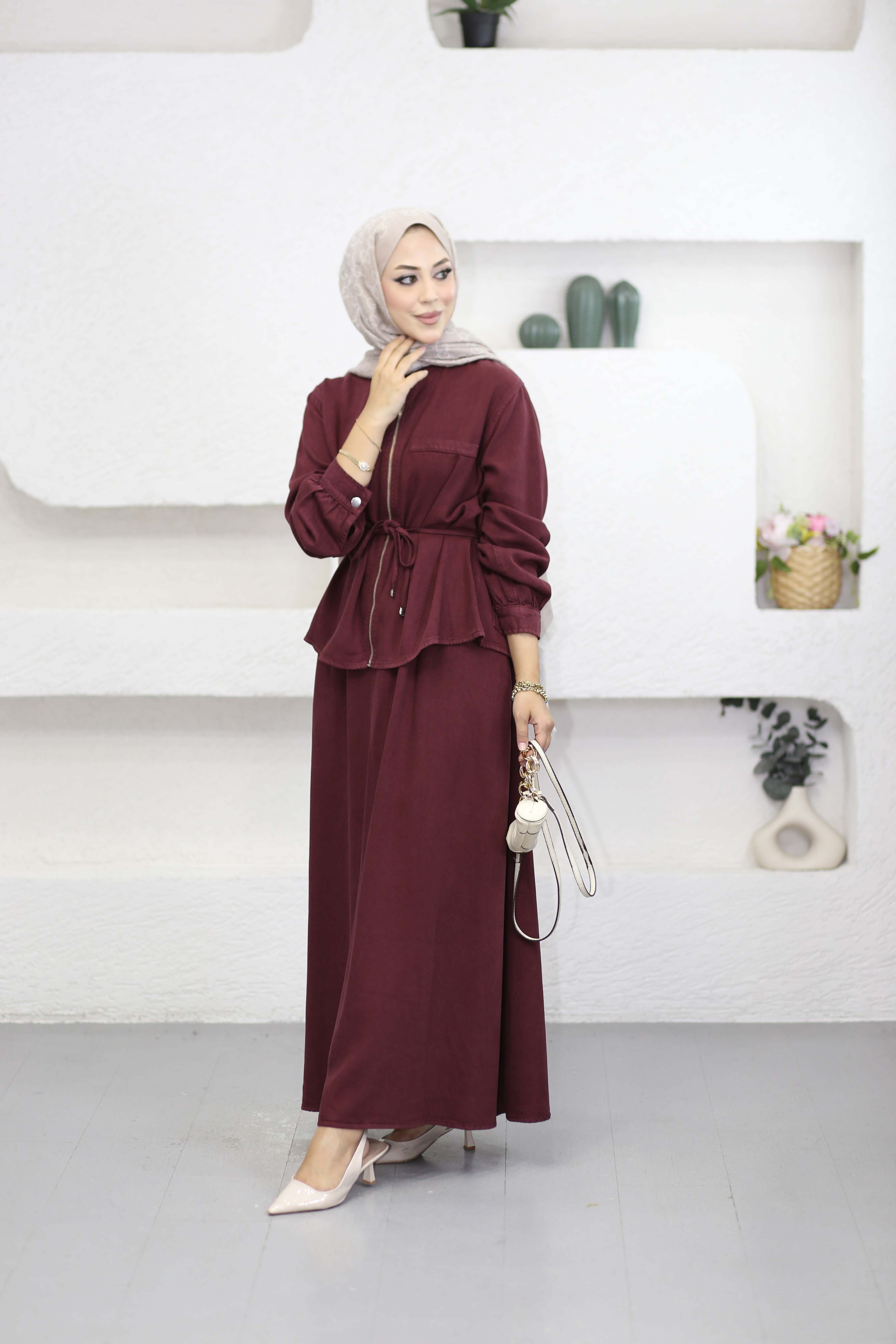 Tek Cepli Etekli Takım Bordo 7554