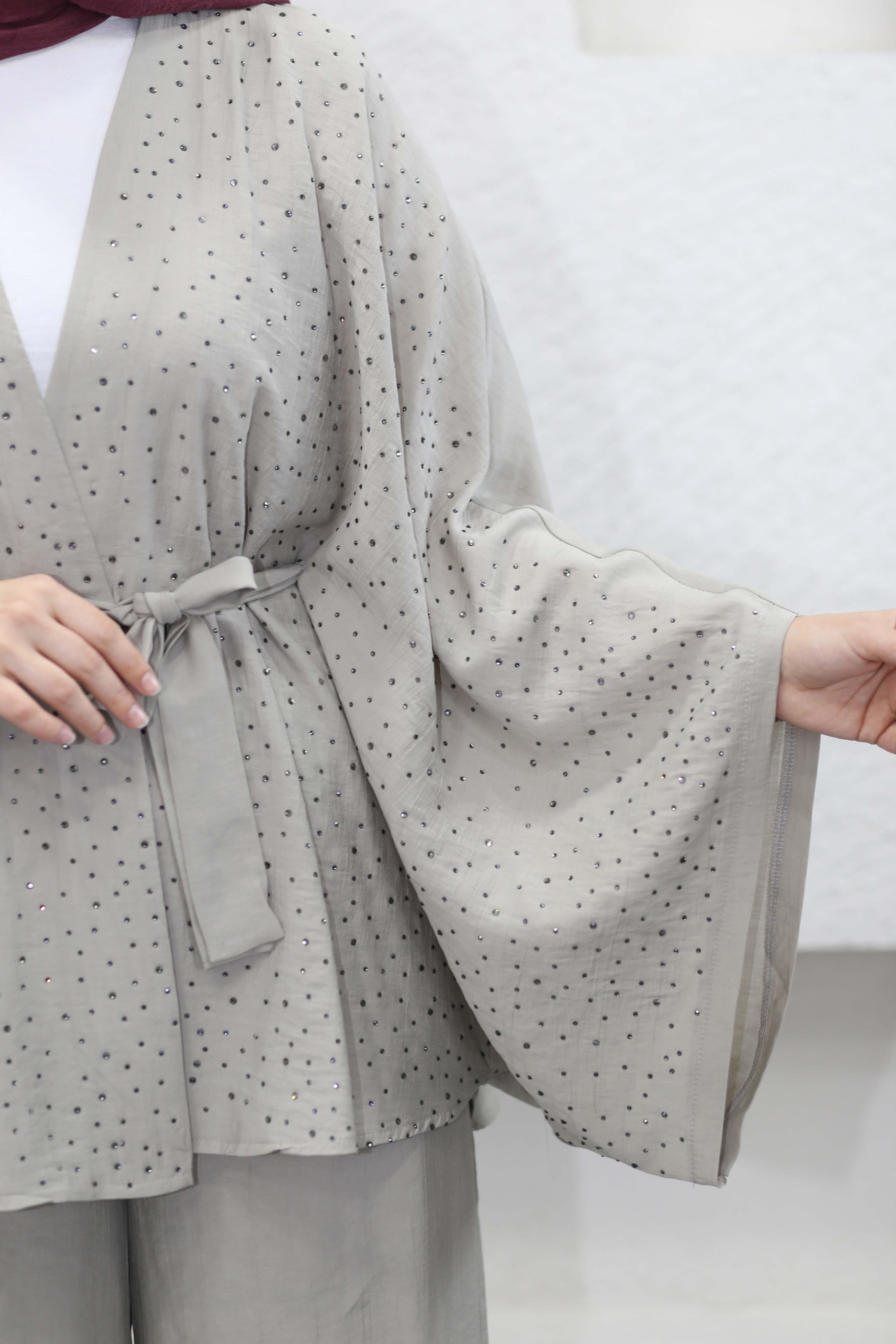 Işıltı Kimono Takım Bej 5608
