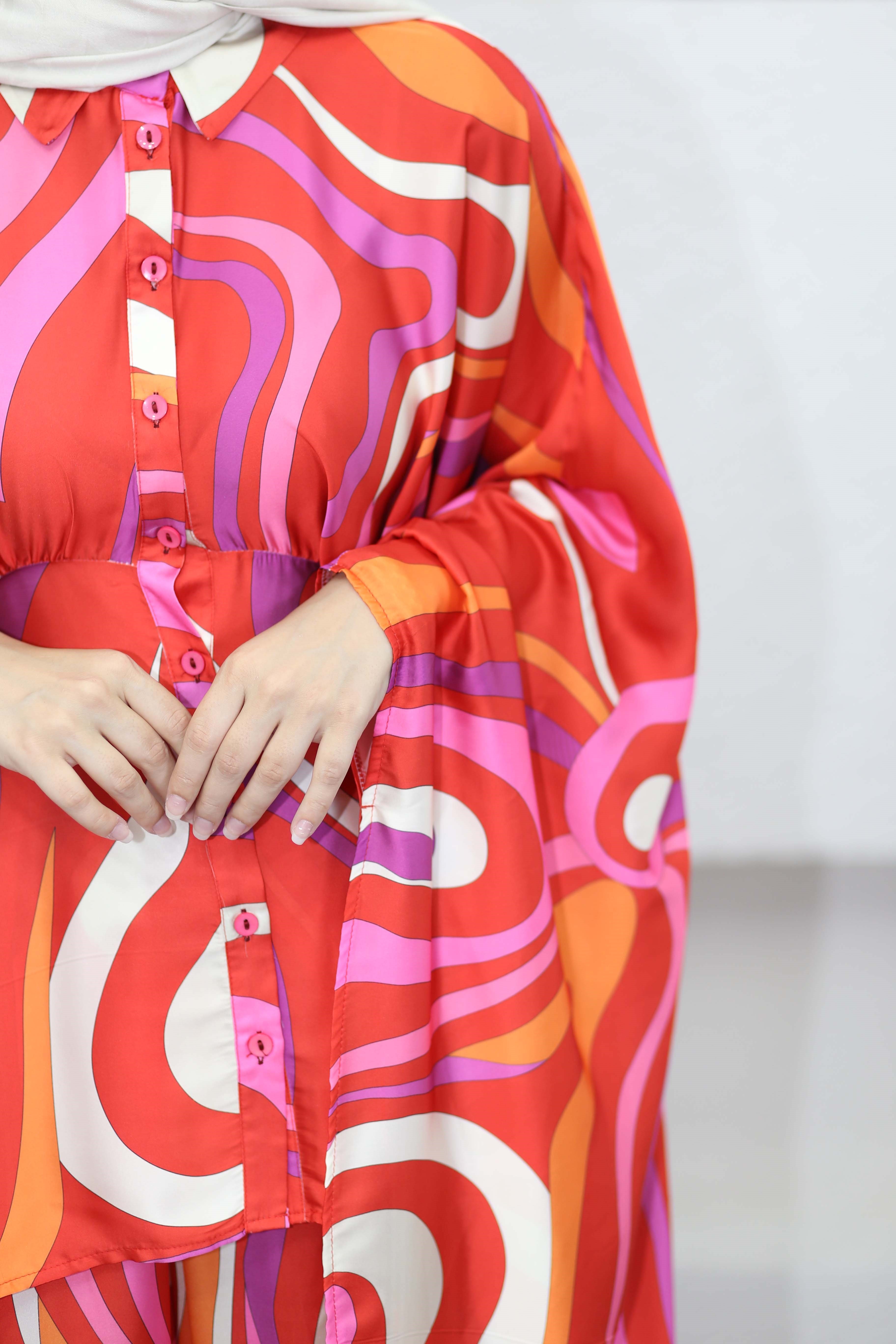 Angels Abaya Takım Kırmızı 0101