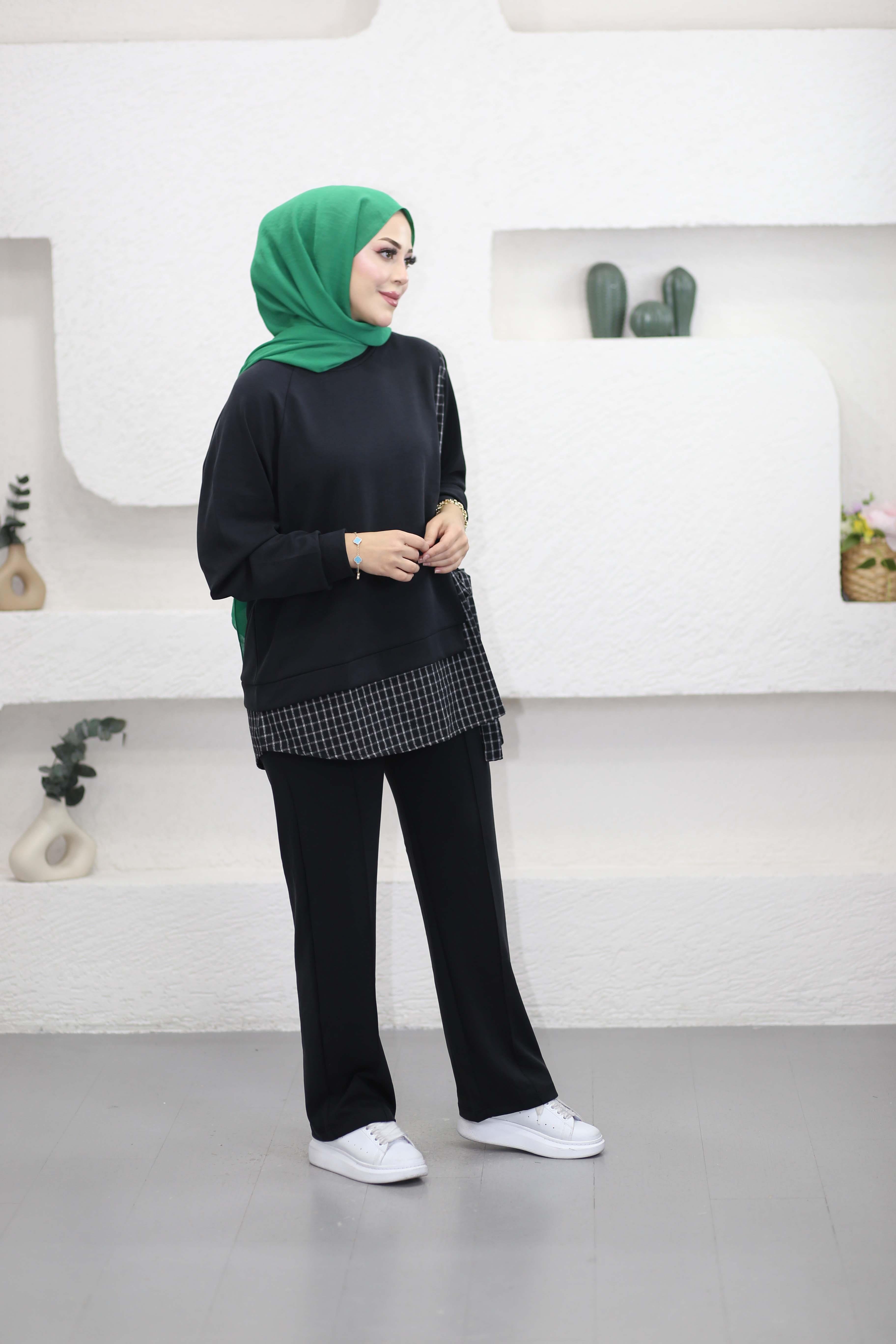 Ekose Bağlamalı Takım Siyah 2226