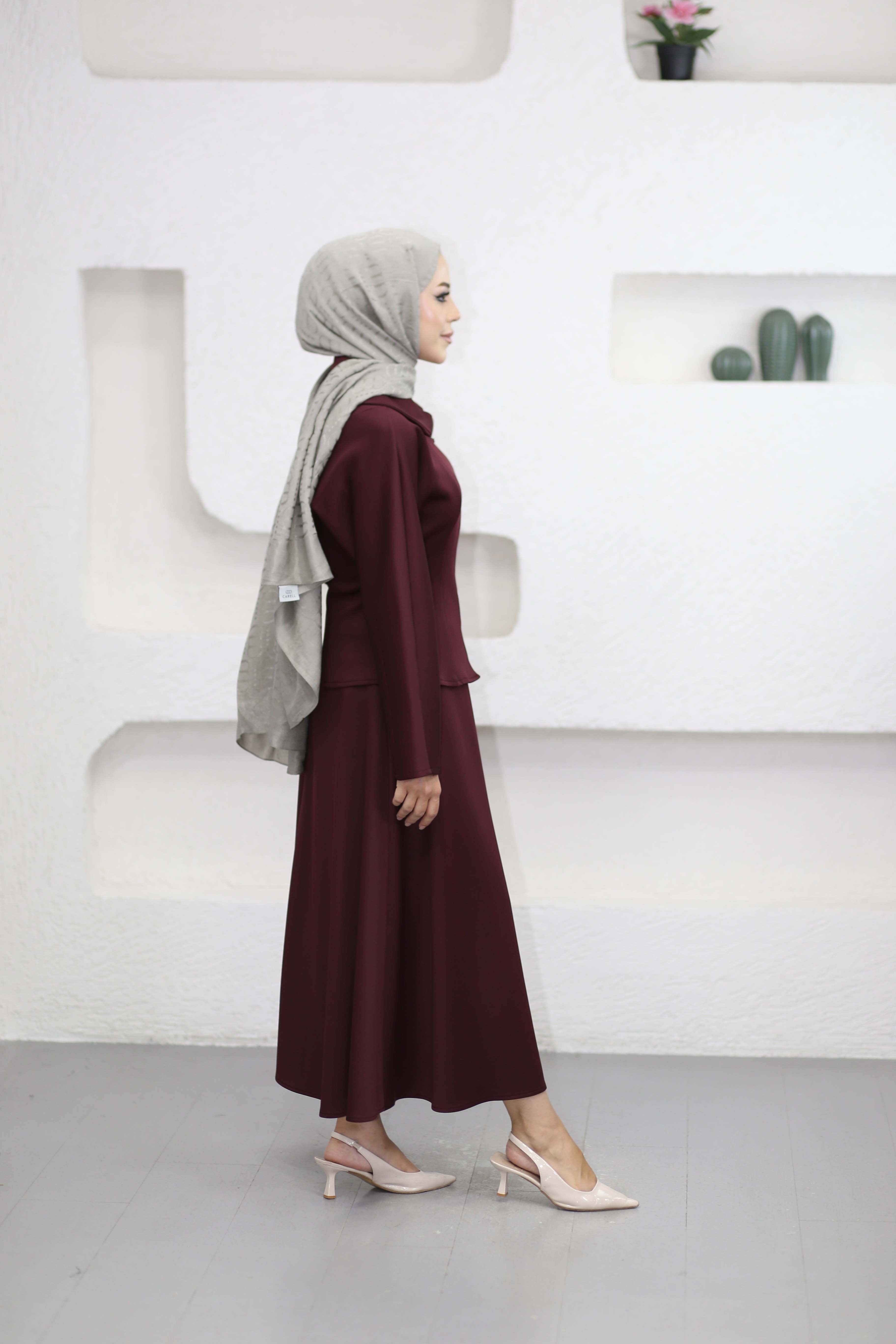 Çift Pensli Etekli Takım Bordo 3263