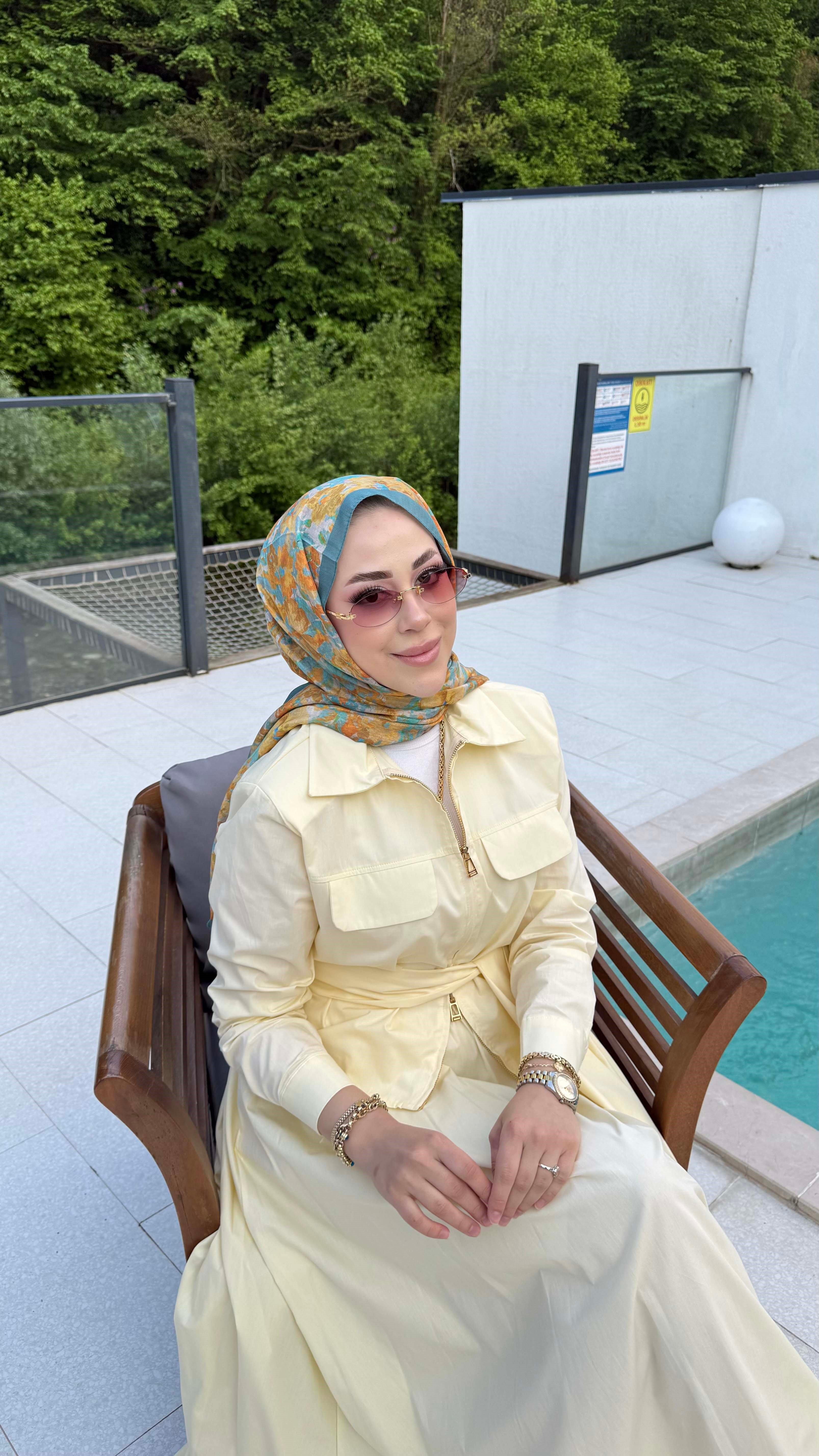 Fermuarlı Coton Etekli Takım Sarı 2163