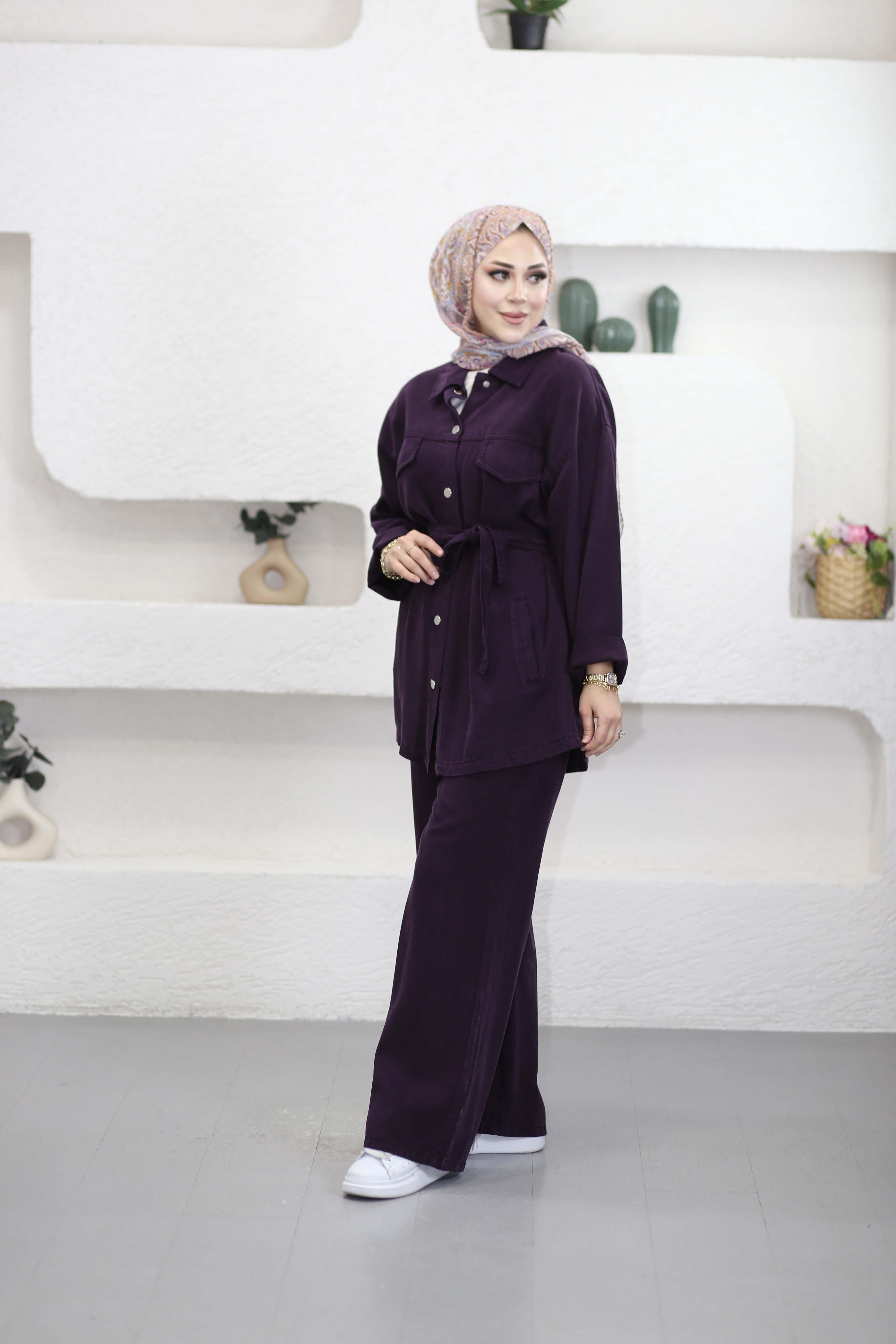 Ebru Denim Takım Mor 7431