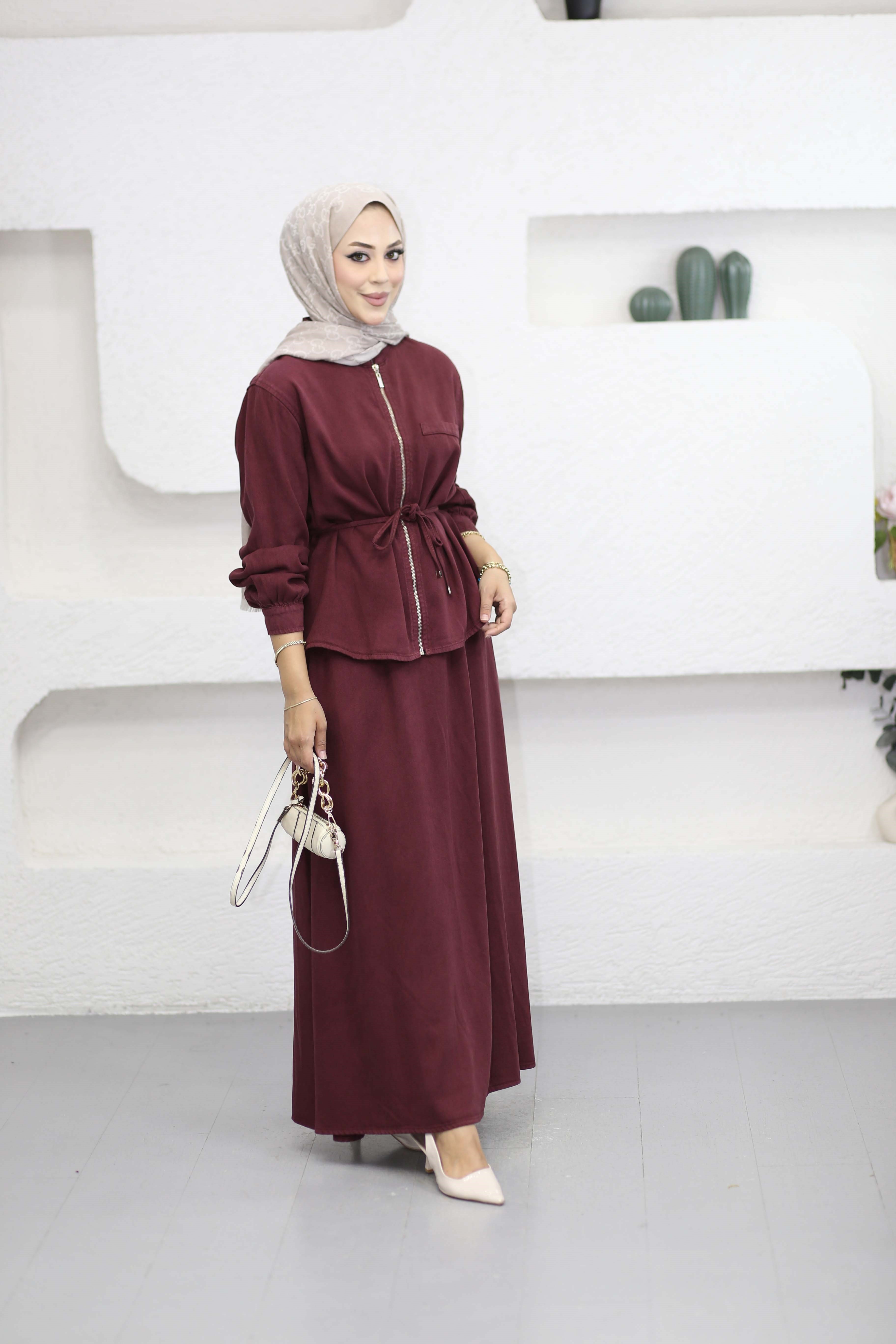 Tek Cepli Etekli Takım Bordo 7554