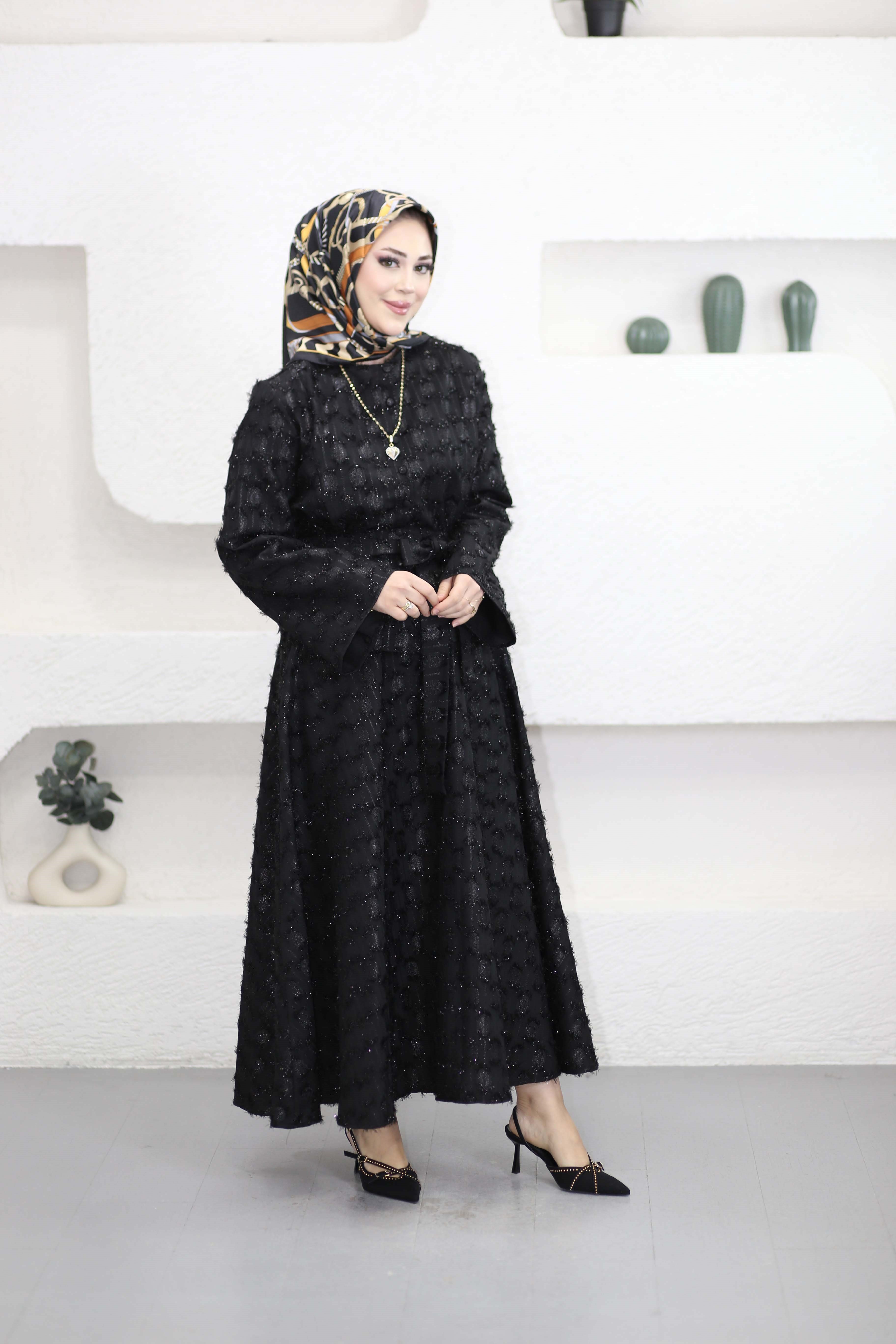 Beli Büzgülü Gömlekli Etek Takım Siyah 26084