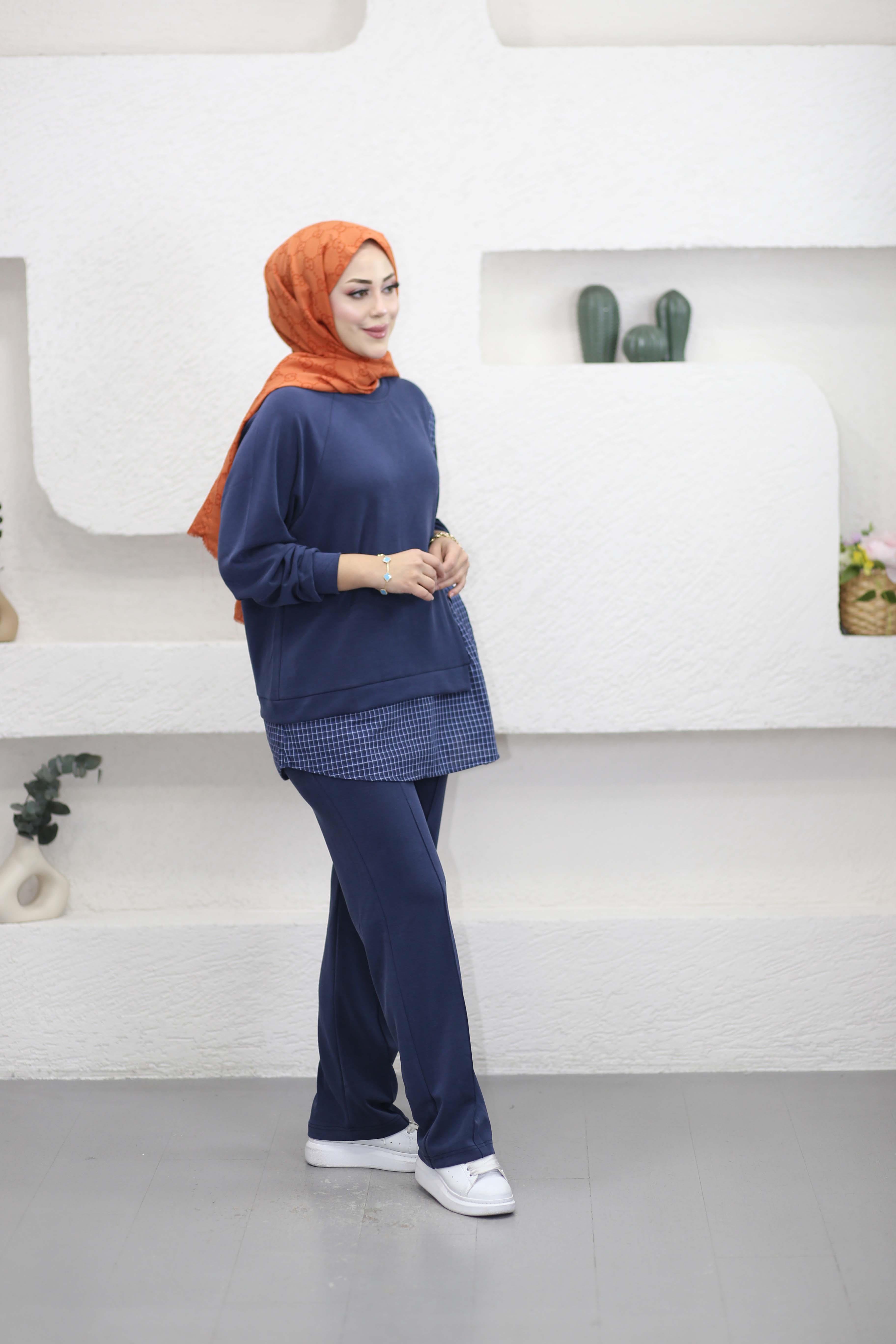 Ekose Bağlamalı Takım Lacivert 2226