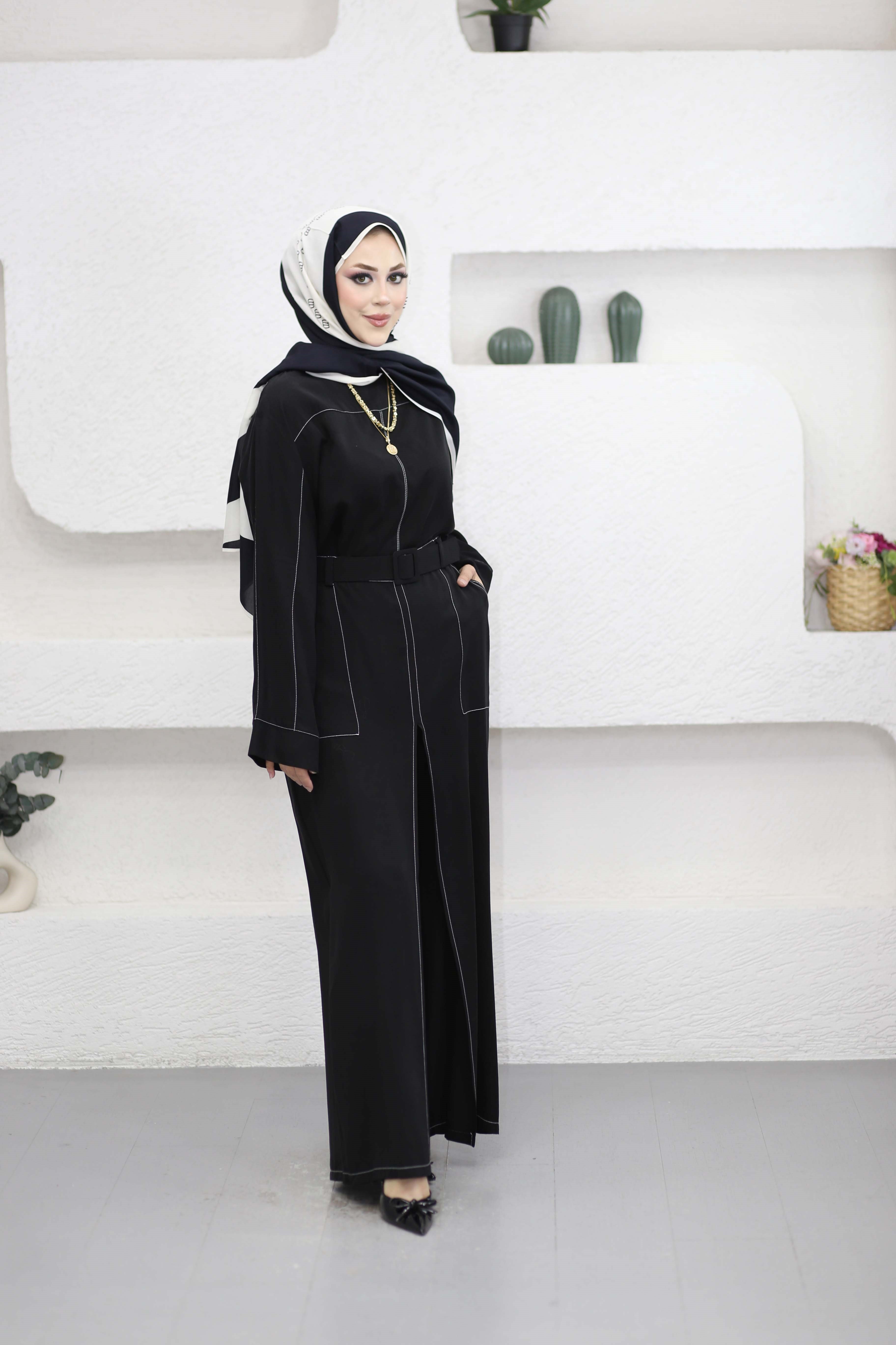 Dikiş Detaylı Takım Siyah 4901