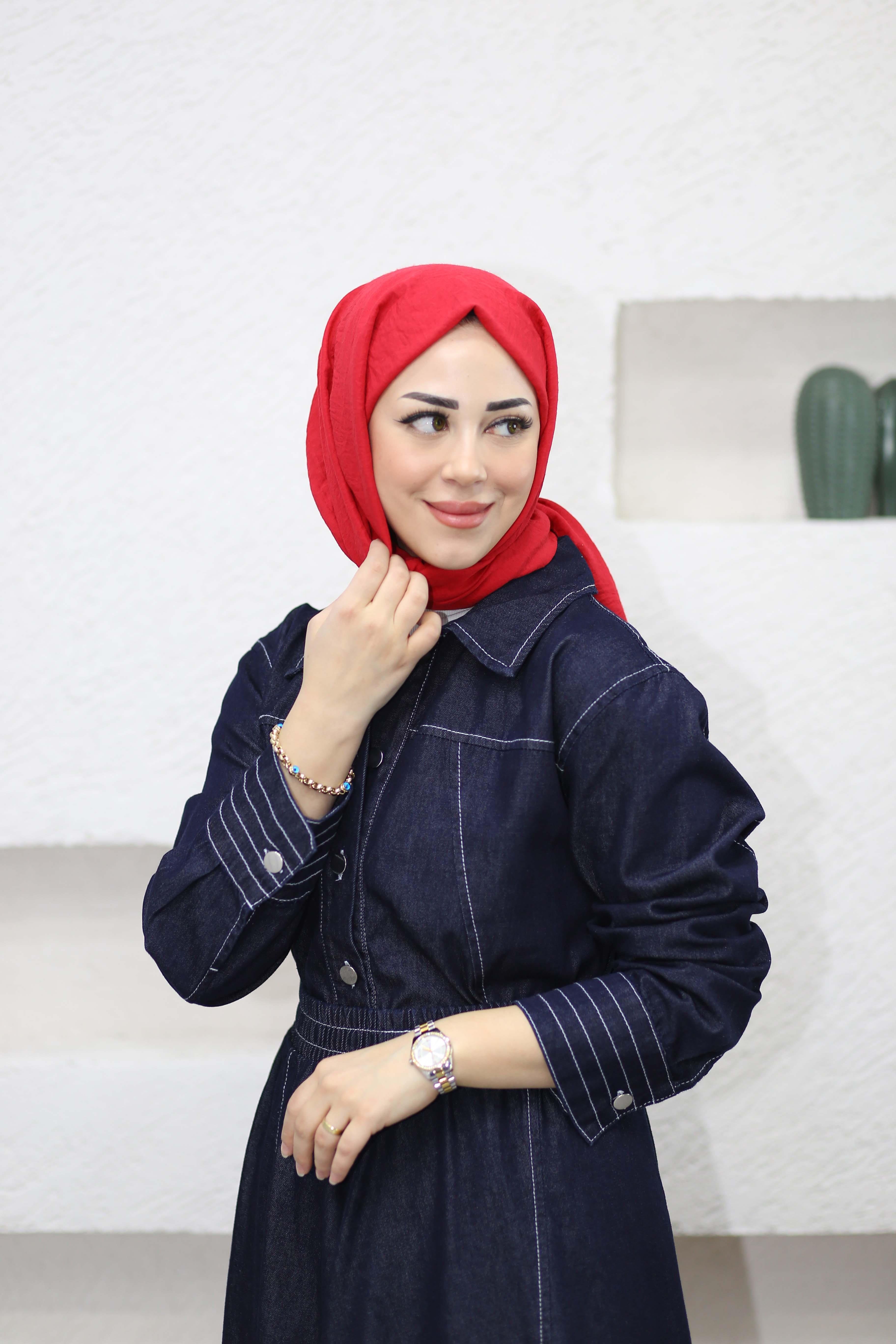 Dikiş Detaylı Denim Takım Koyu Mavi 7319