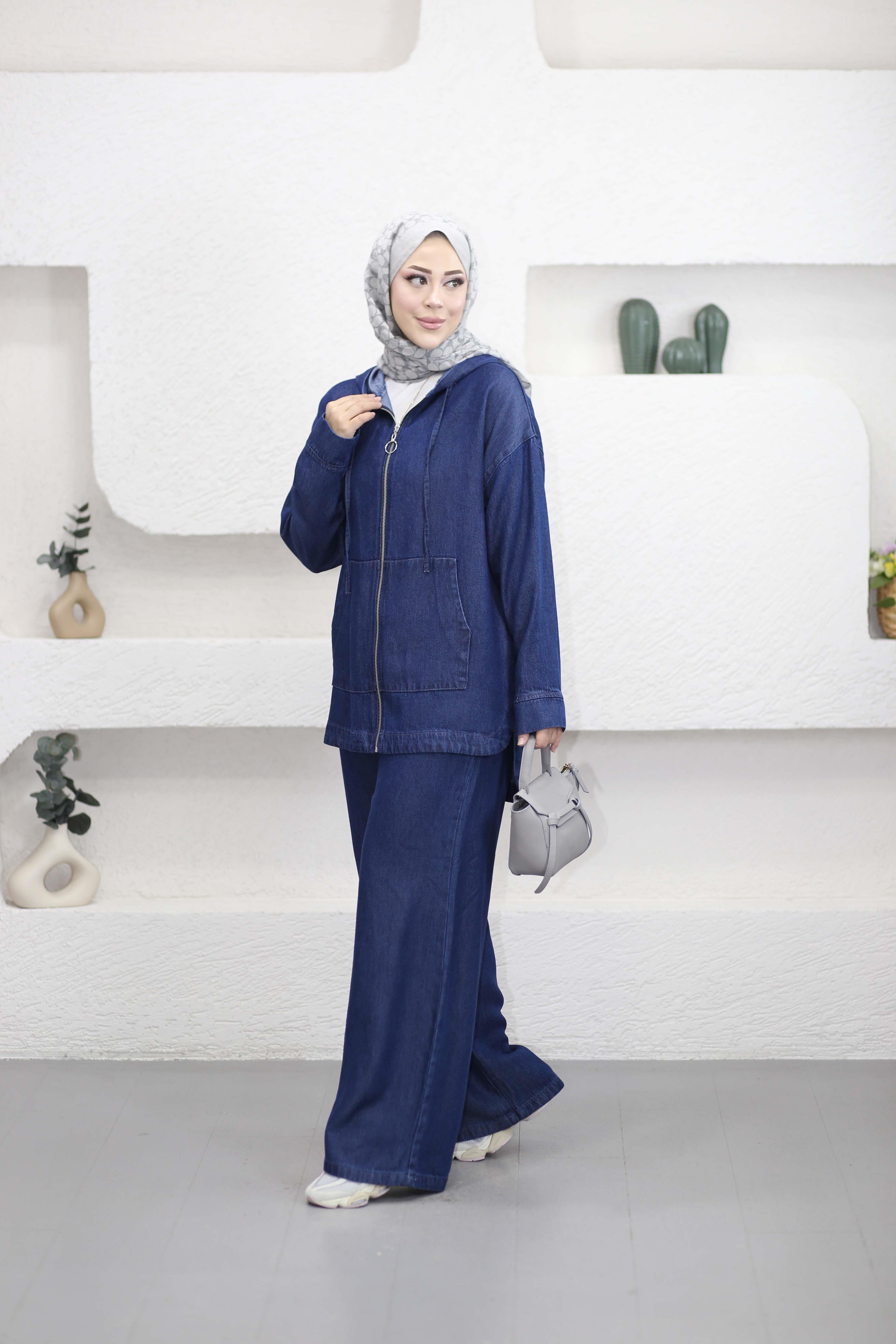Fermuarlı Zeynep Takım Koyu Mavi 7433