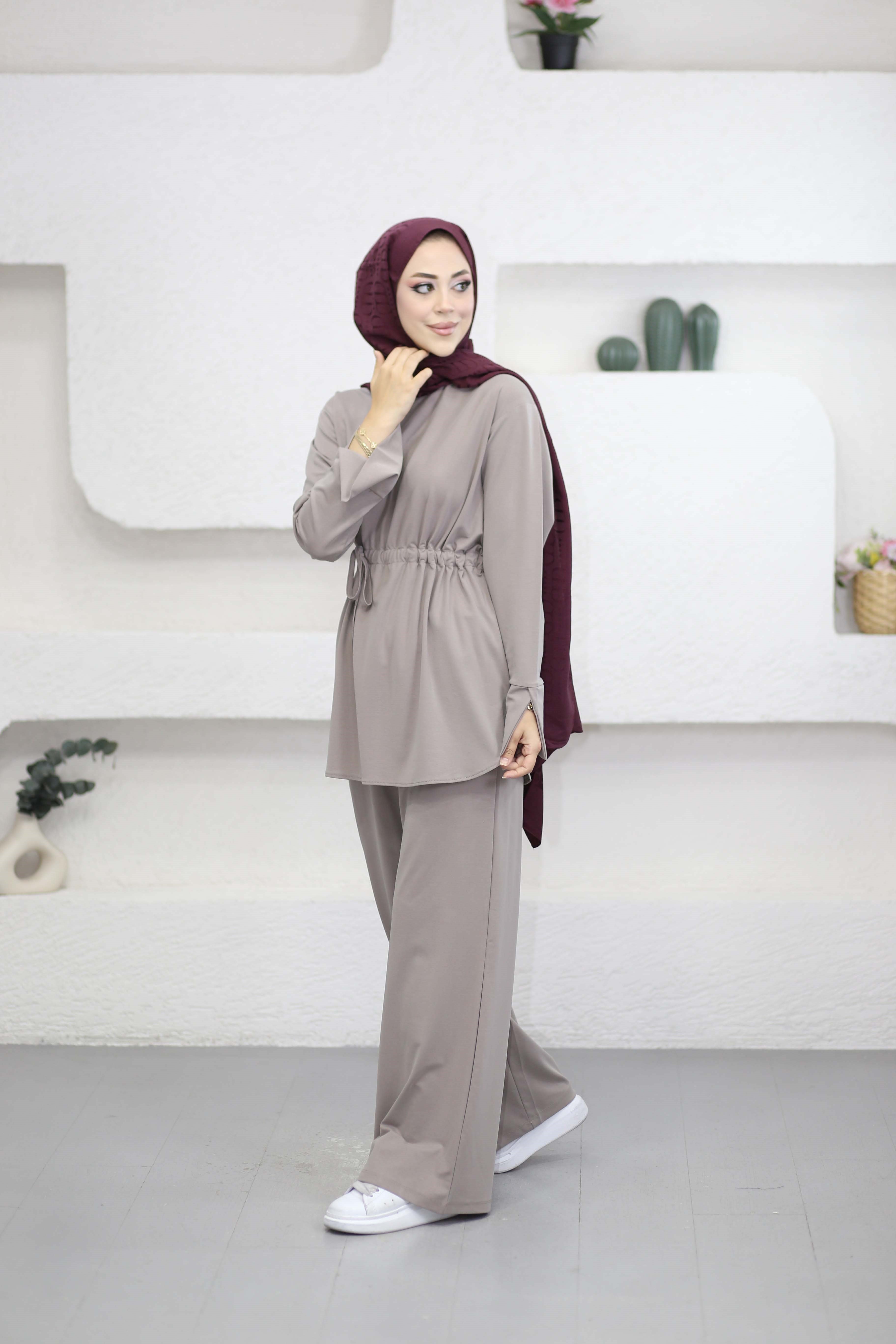 Beli Tünelli Bağlamalı Takım Vizon 6504