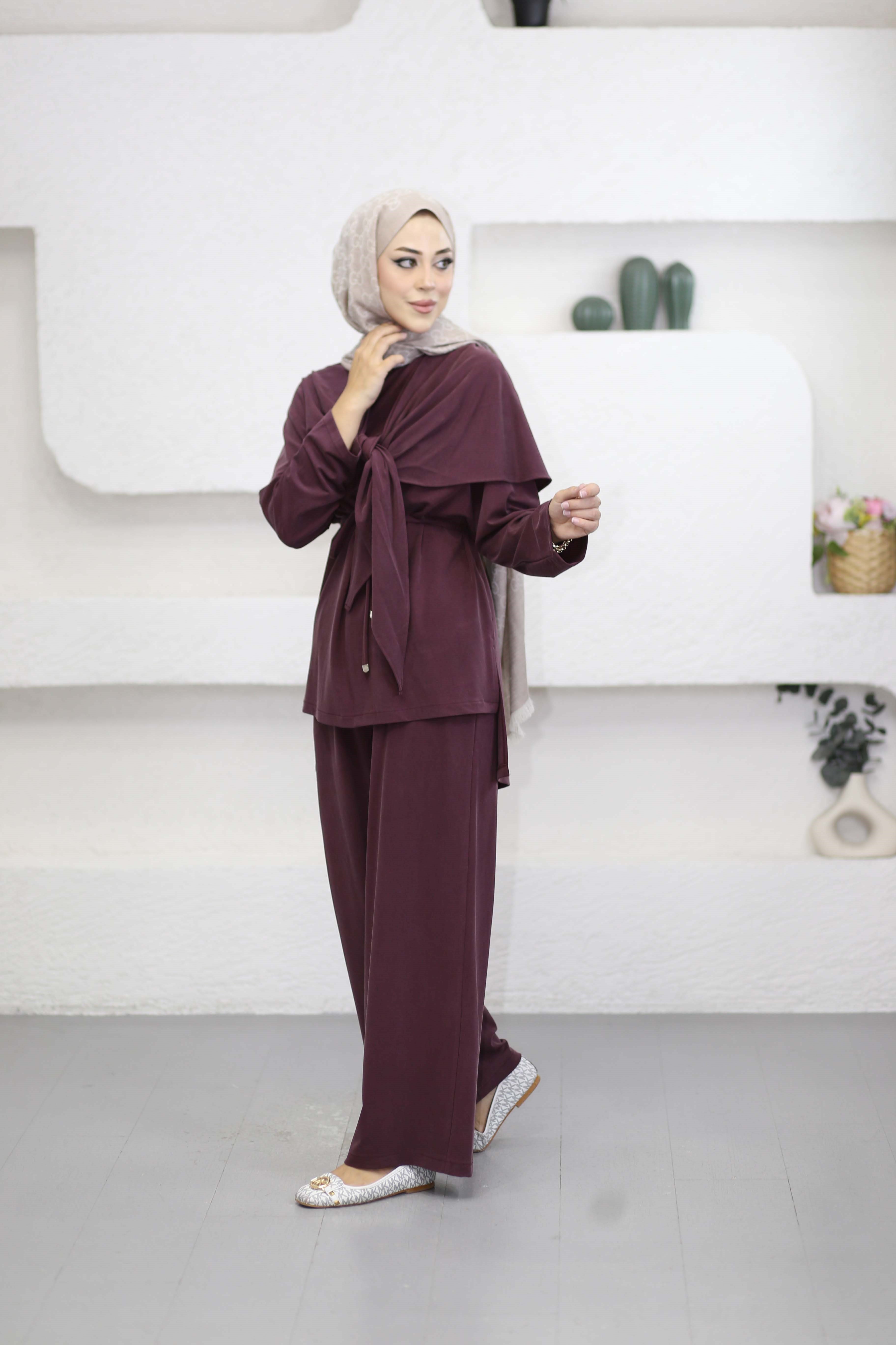 Omuz Atkılı  Takım Bordo 4522