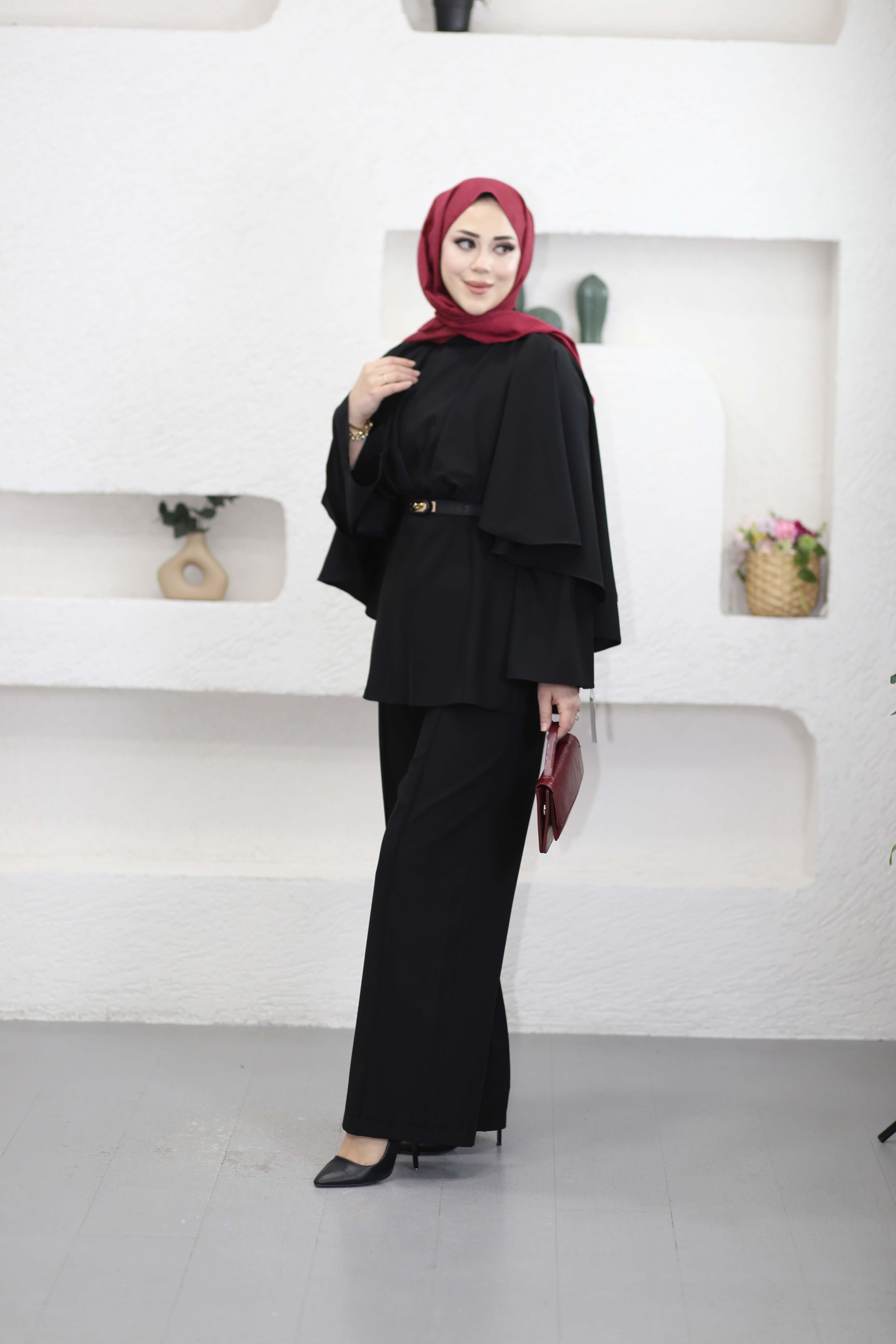 Aysa Pelerinli Takım Siyah 2358