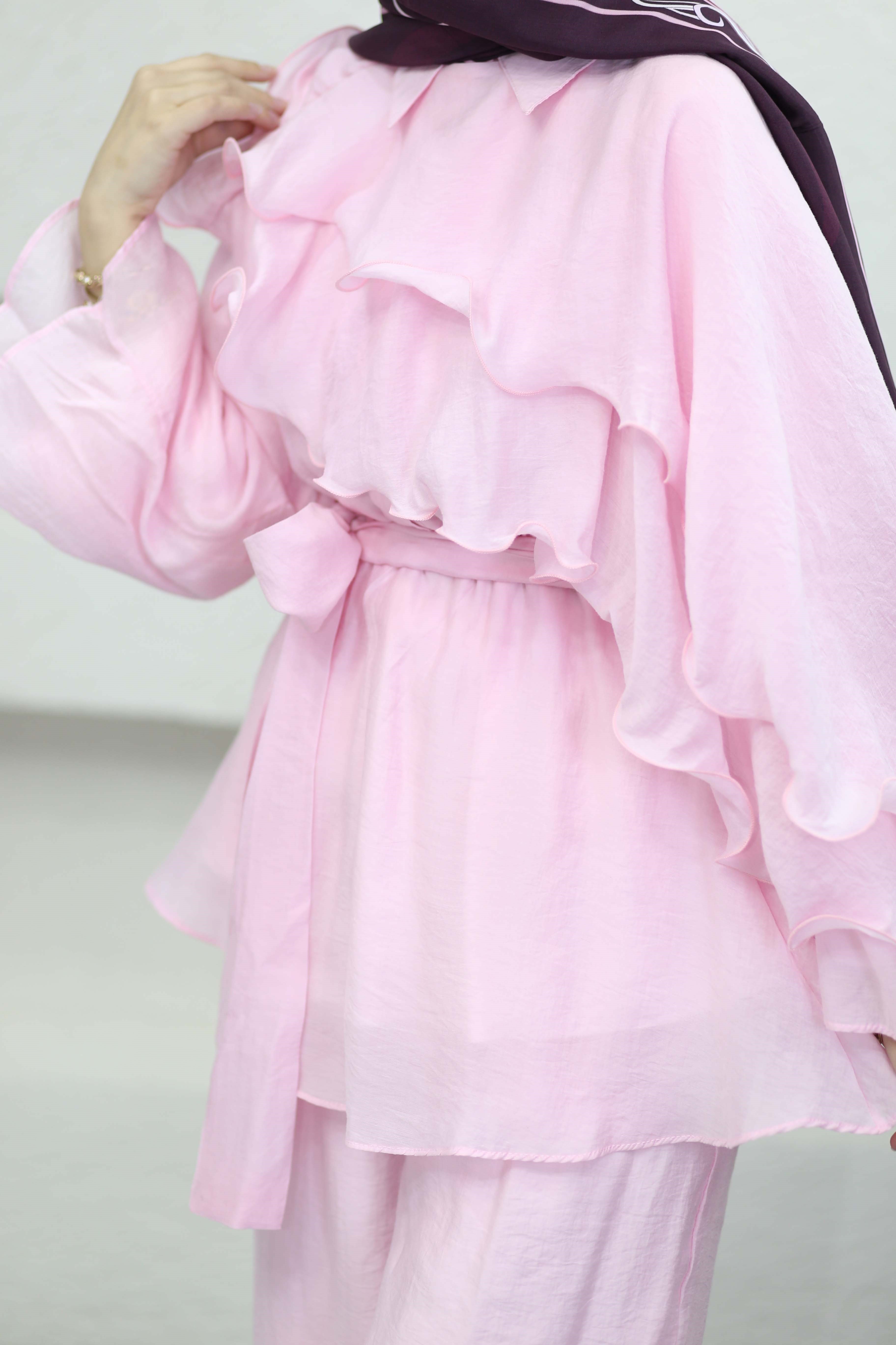 Volanlı İbiza Pantolon Takım Pembe 8615
