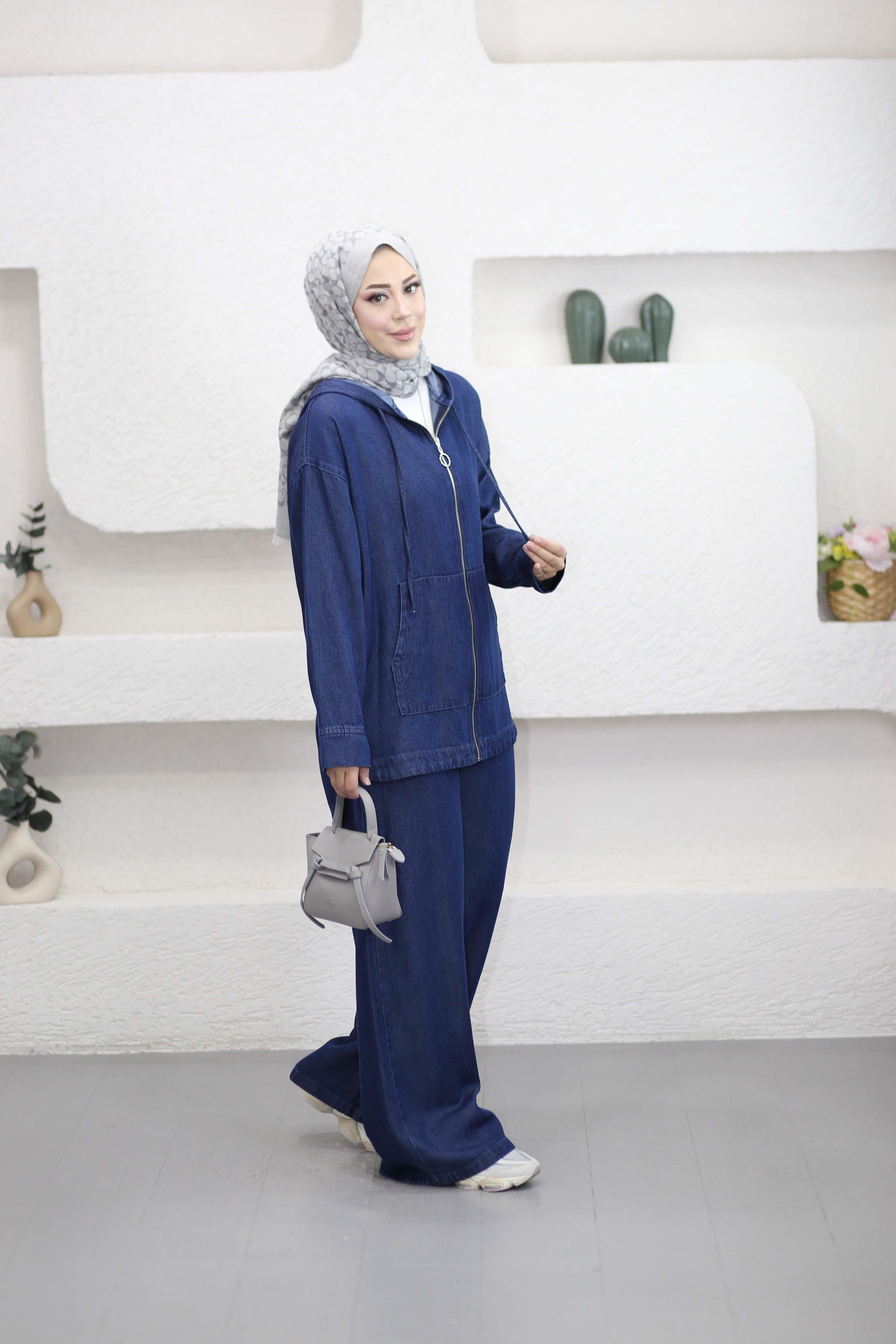 Fermuarlı Zeynep Takım Koyu Mavi 7433