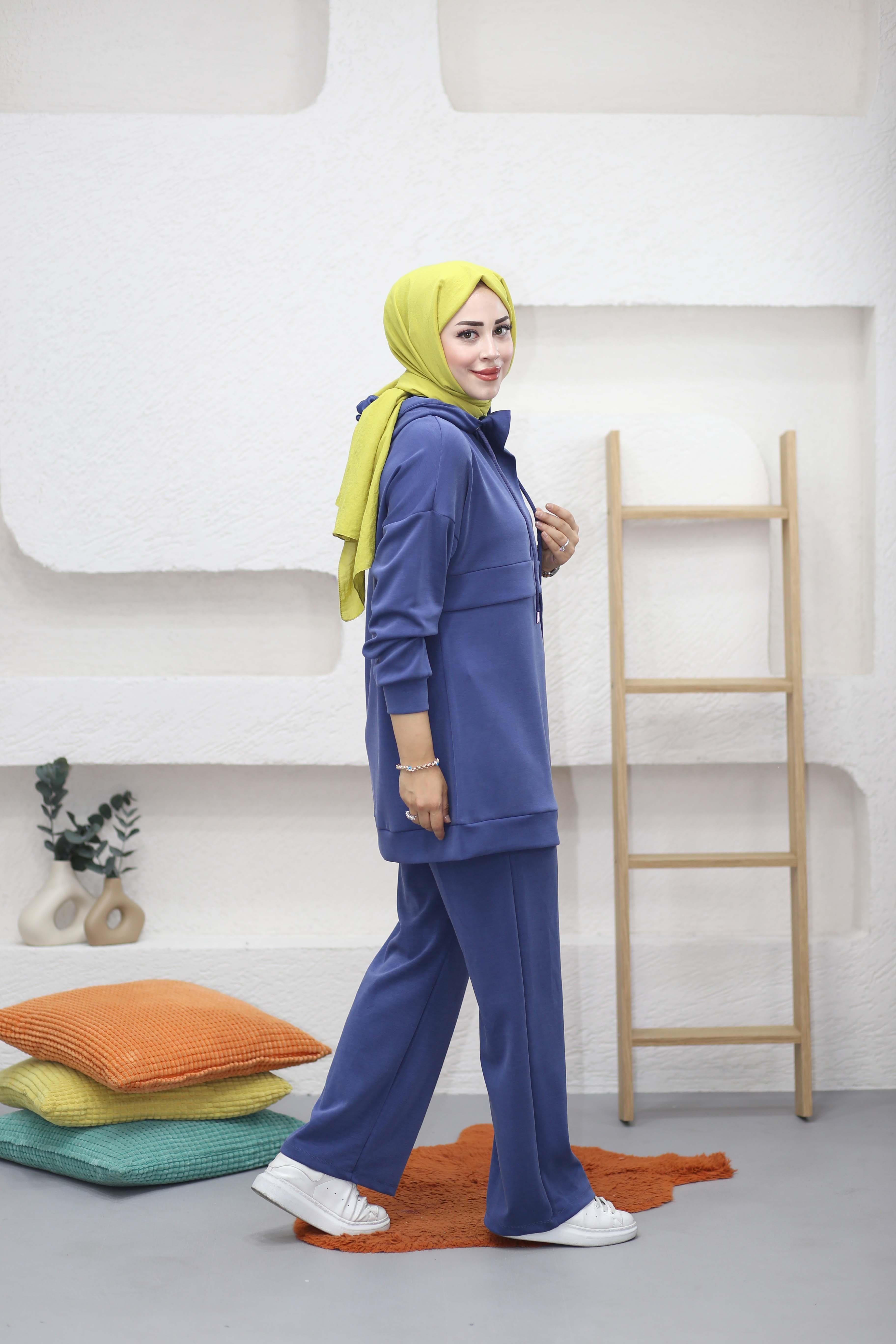 Fermuar Yaka Spor Takım İndigo 7056