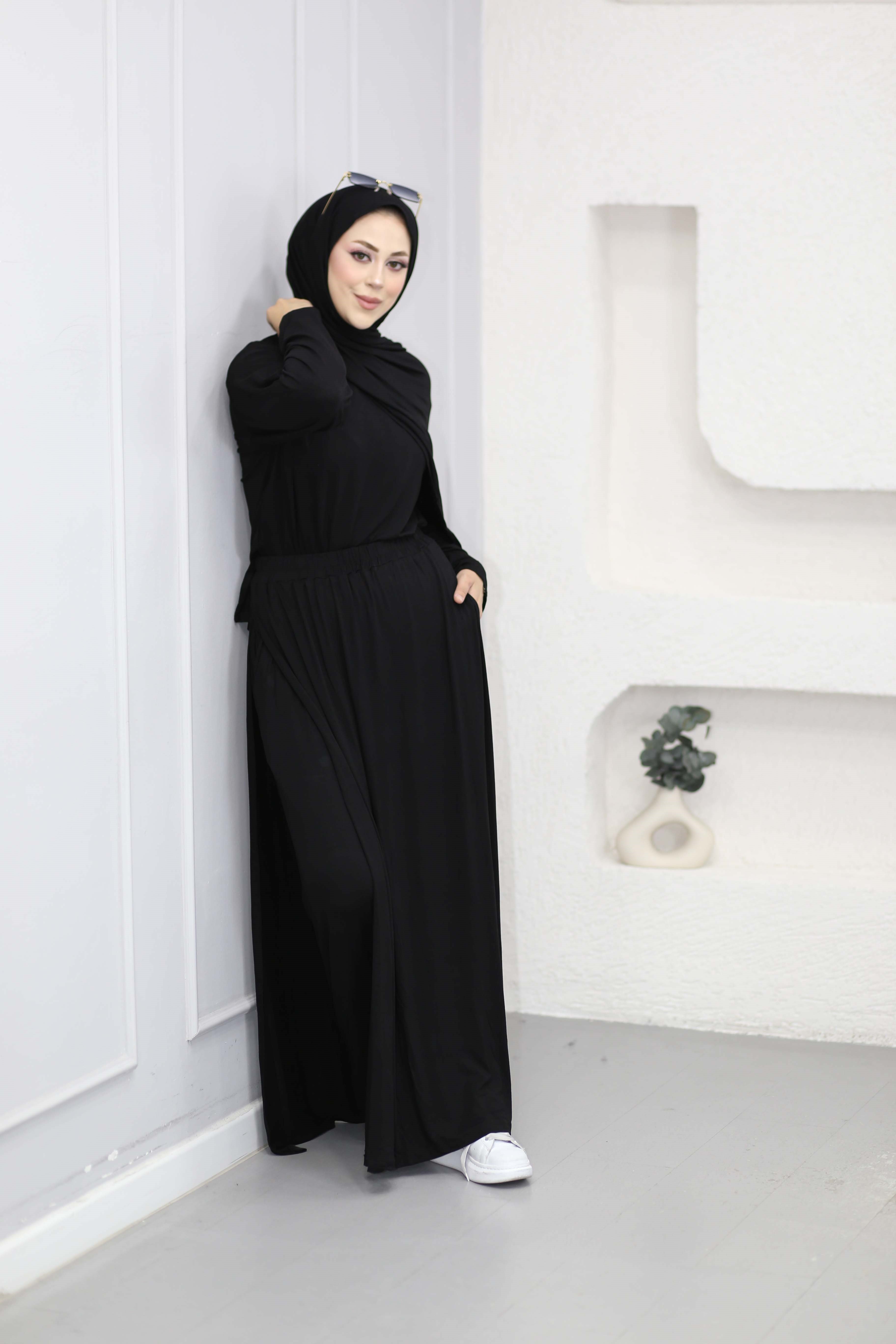 Etek Görünümlü Pantolon Takım Siyah 1269