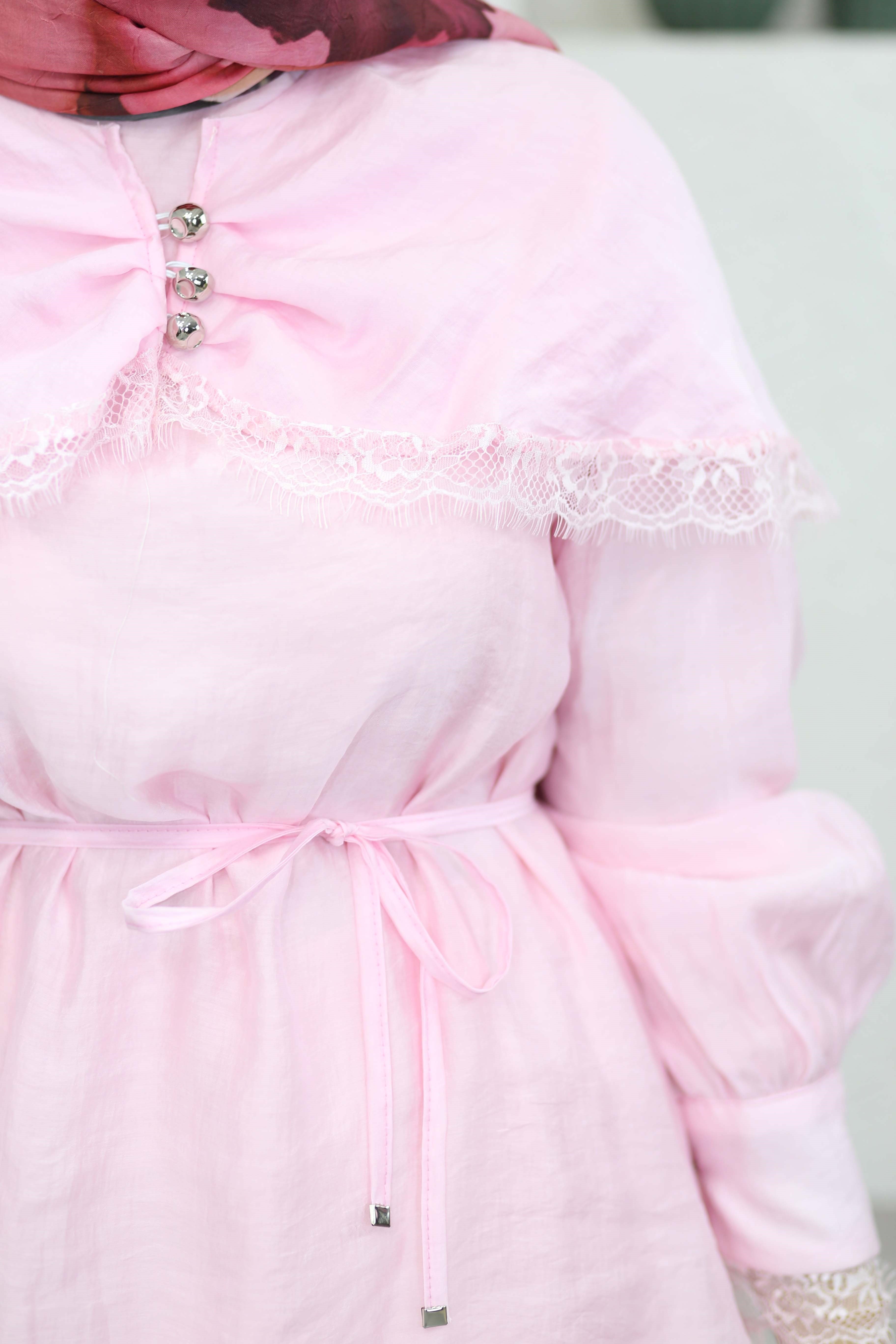Allerli Dantel Detaylı Takım Pembe 8641