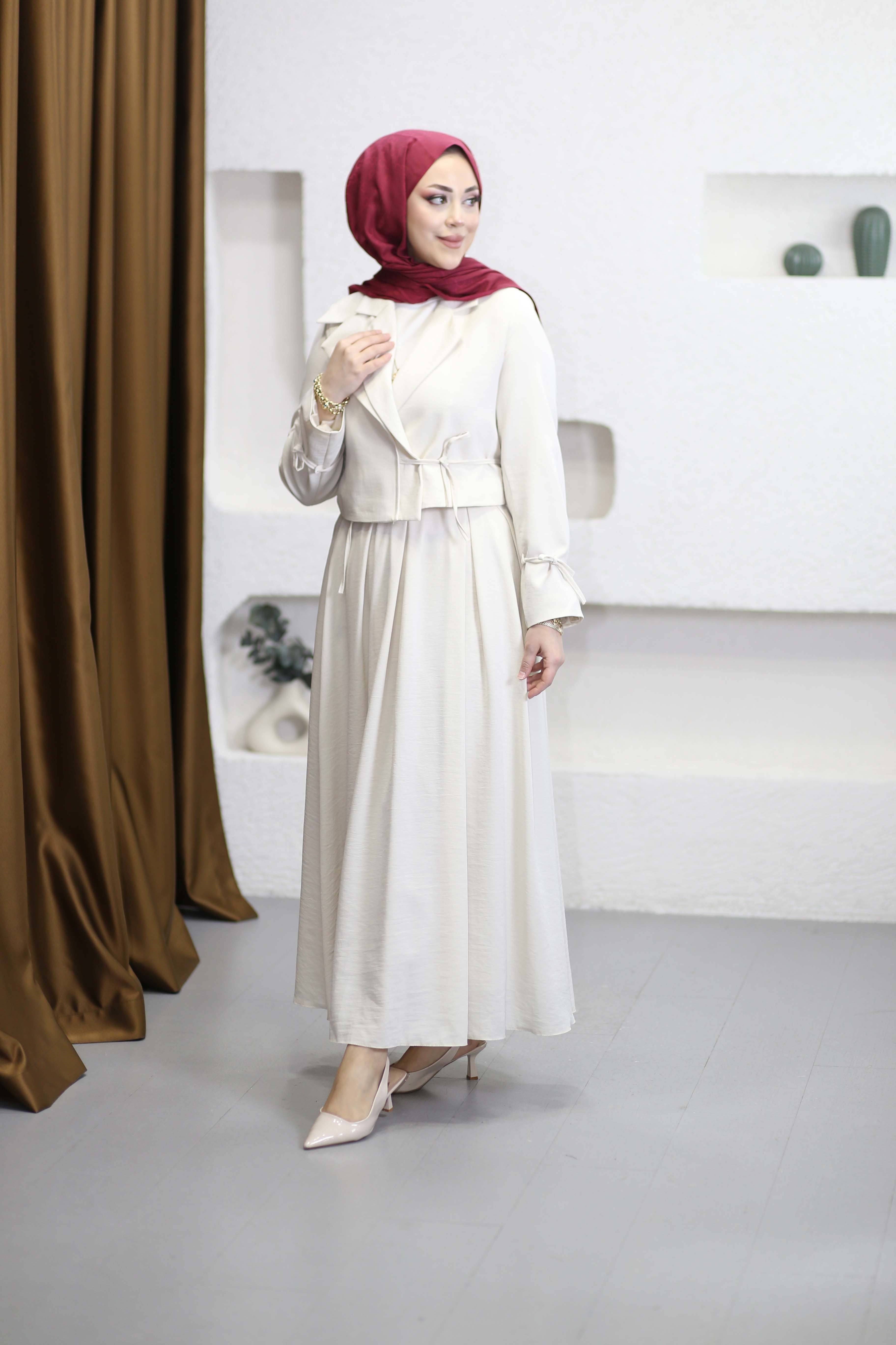 Yaka Detaylı Etekli Takım Taş 41337