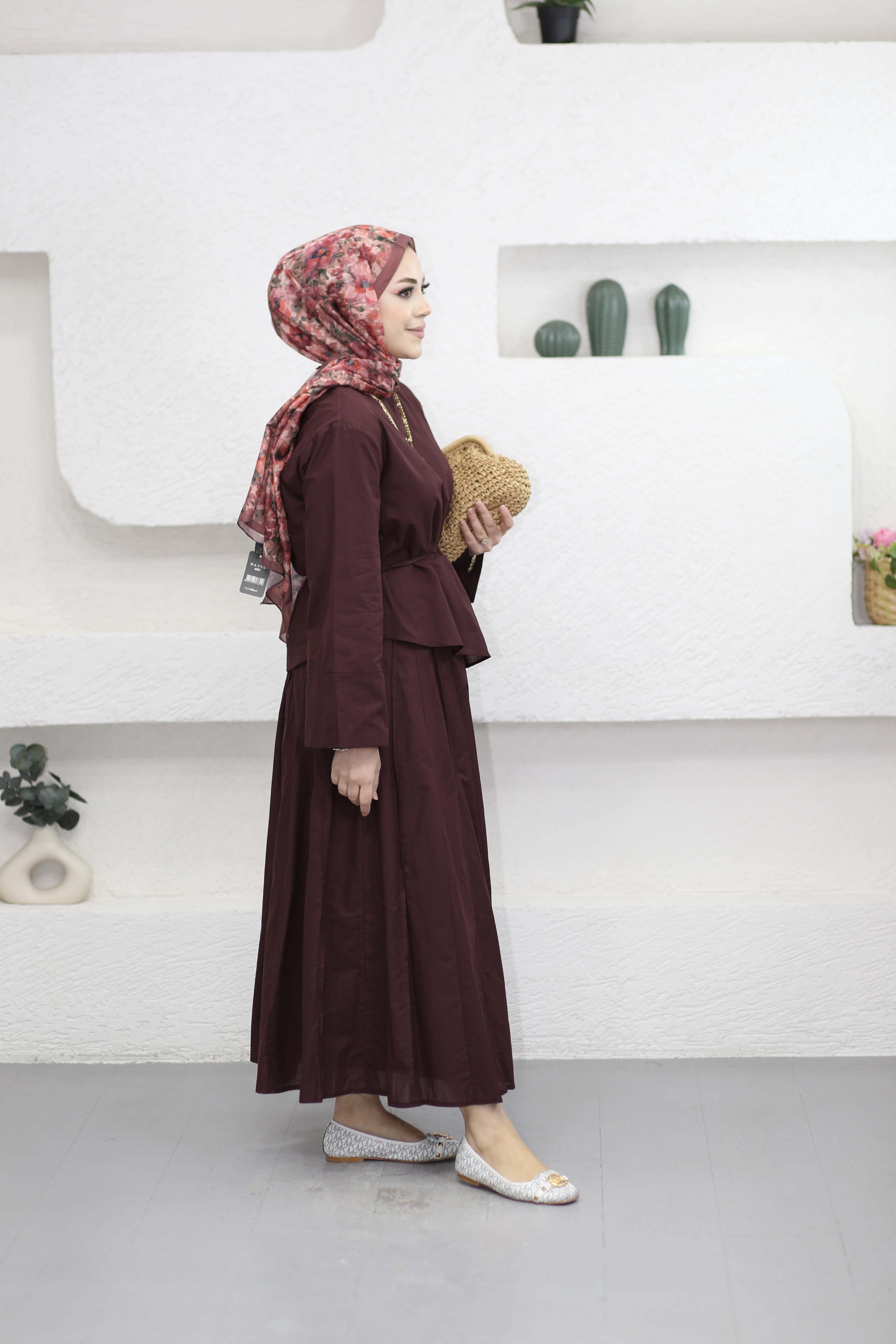 Asimetrik Kesim Takım Bordo 24402