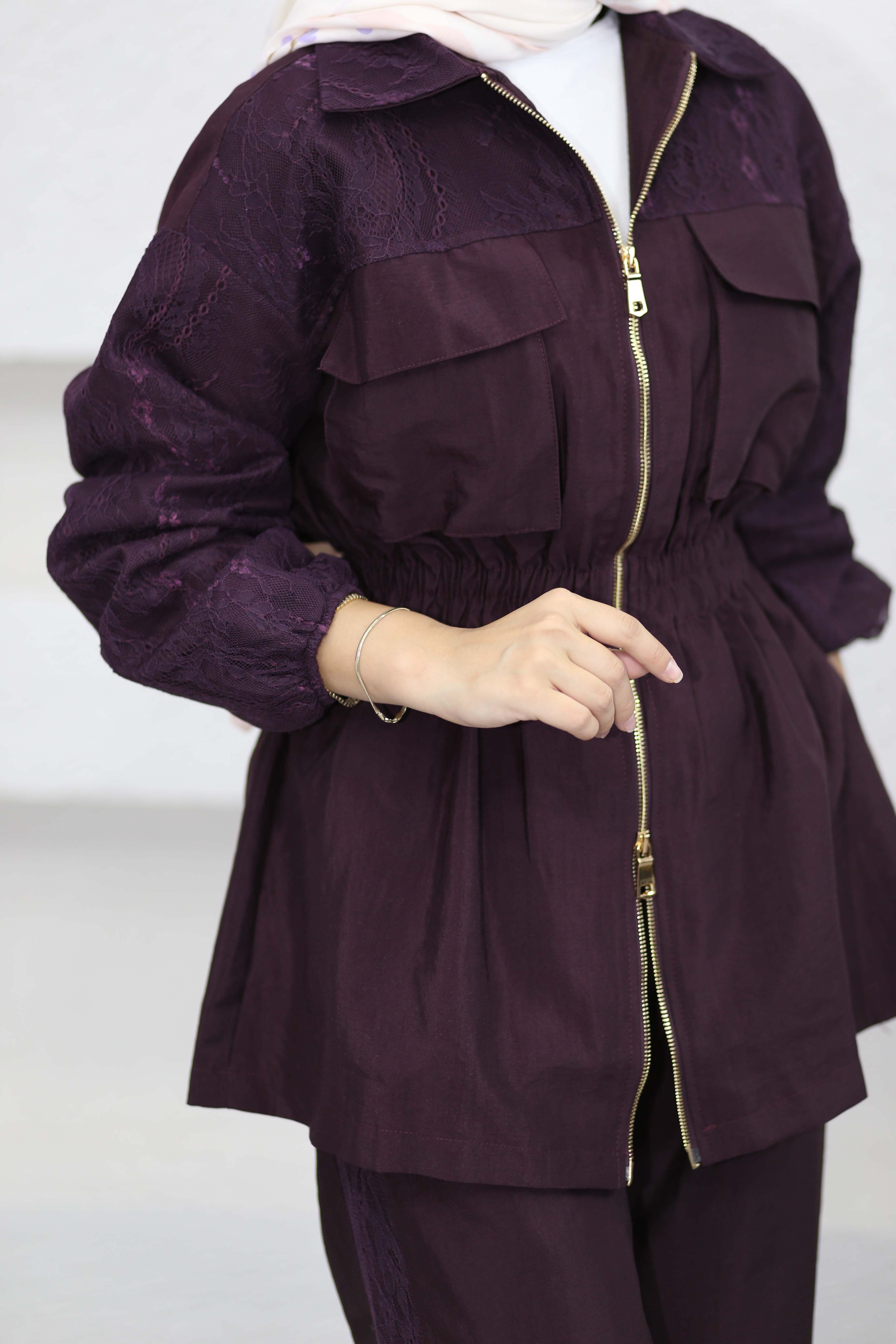Dantel Detaylı Takım Bordo 074