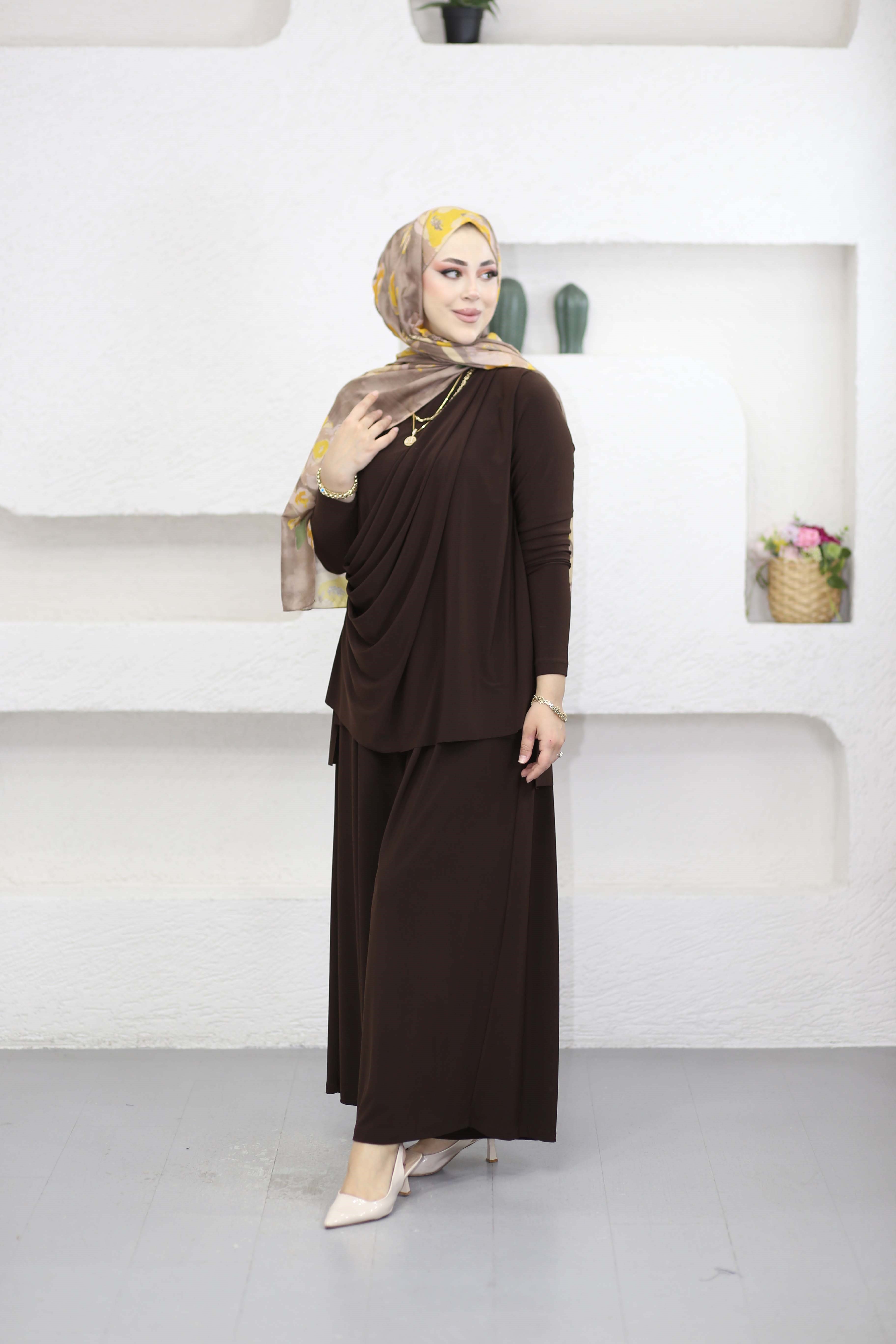 Asude Sandy Takım Kahverengi 0947