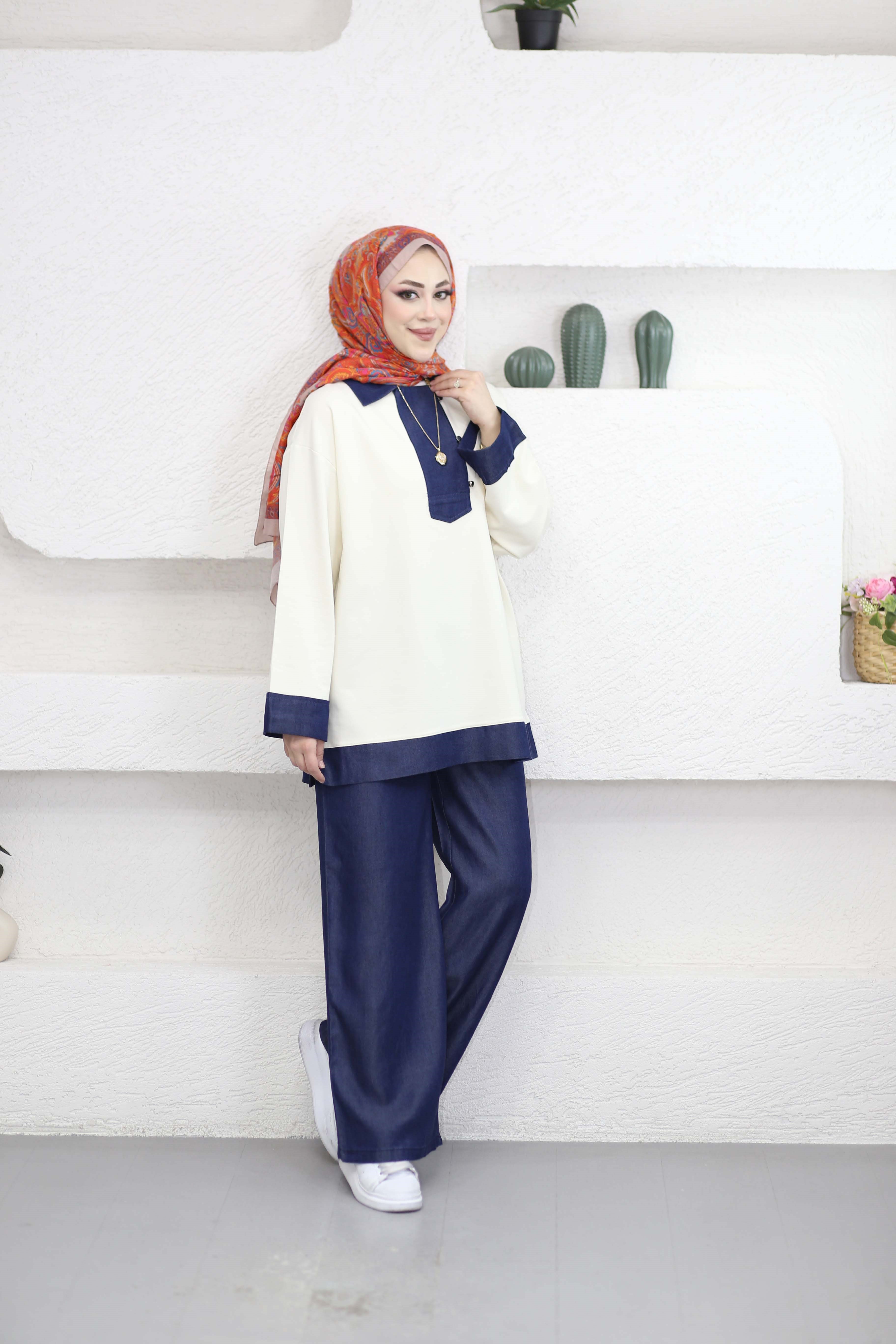 Tencel Detaylı Eşofman Takım Krem 6290