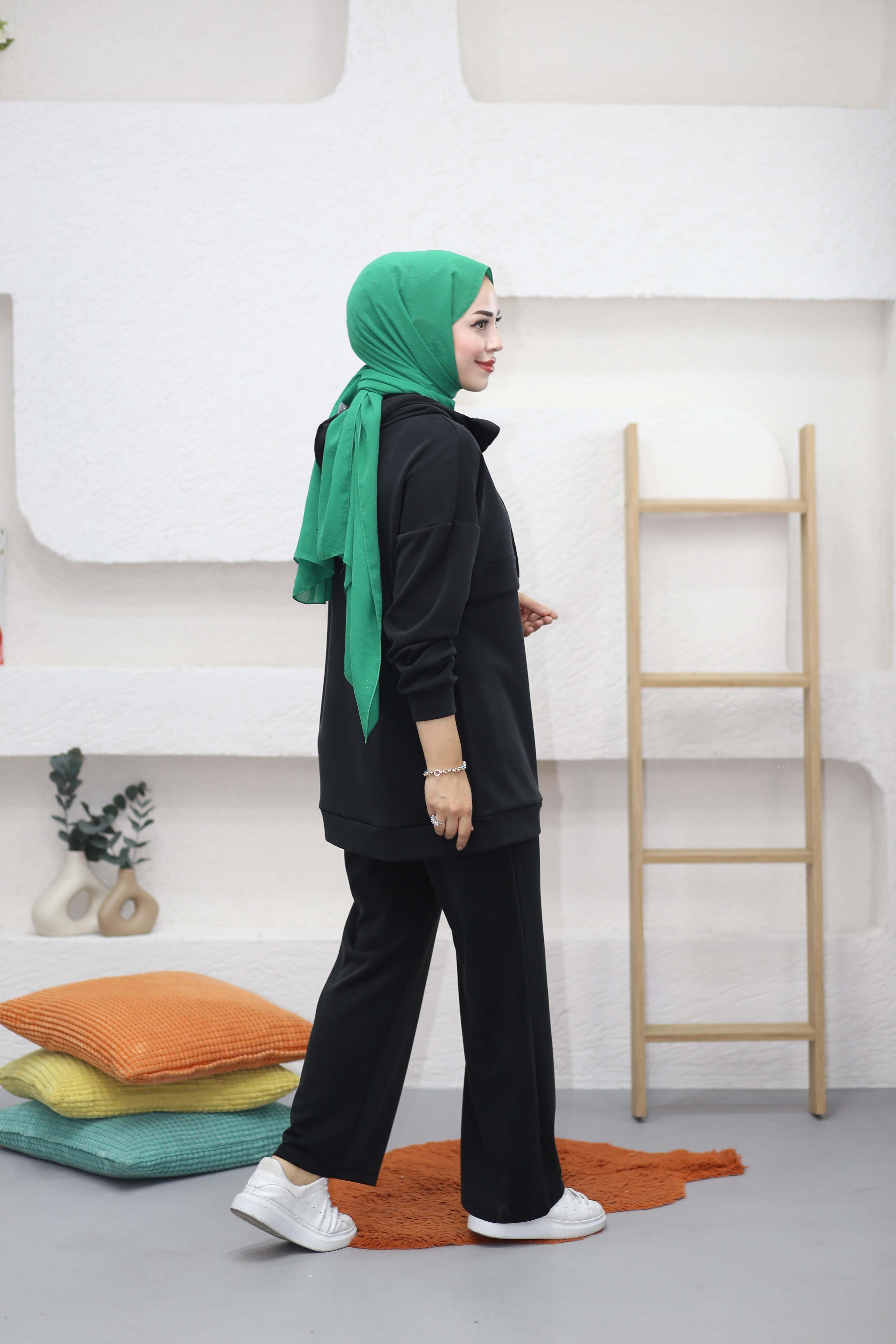 Fermuar Yaka Spor Takım Siyah 7056