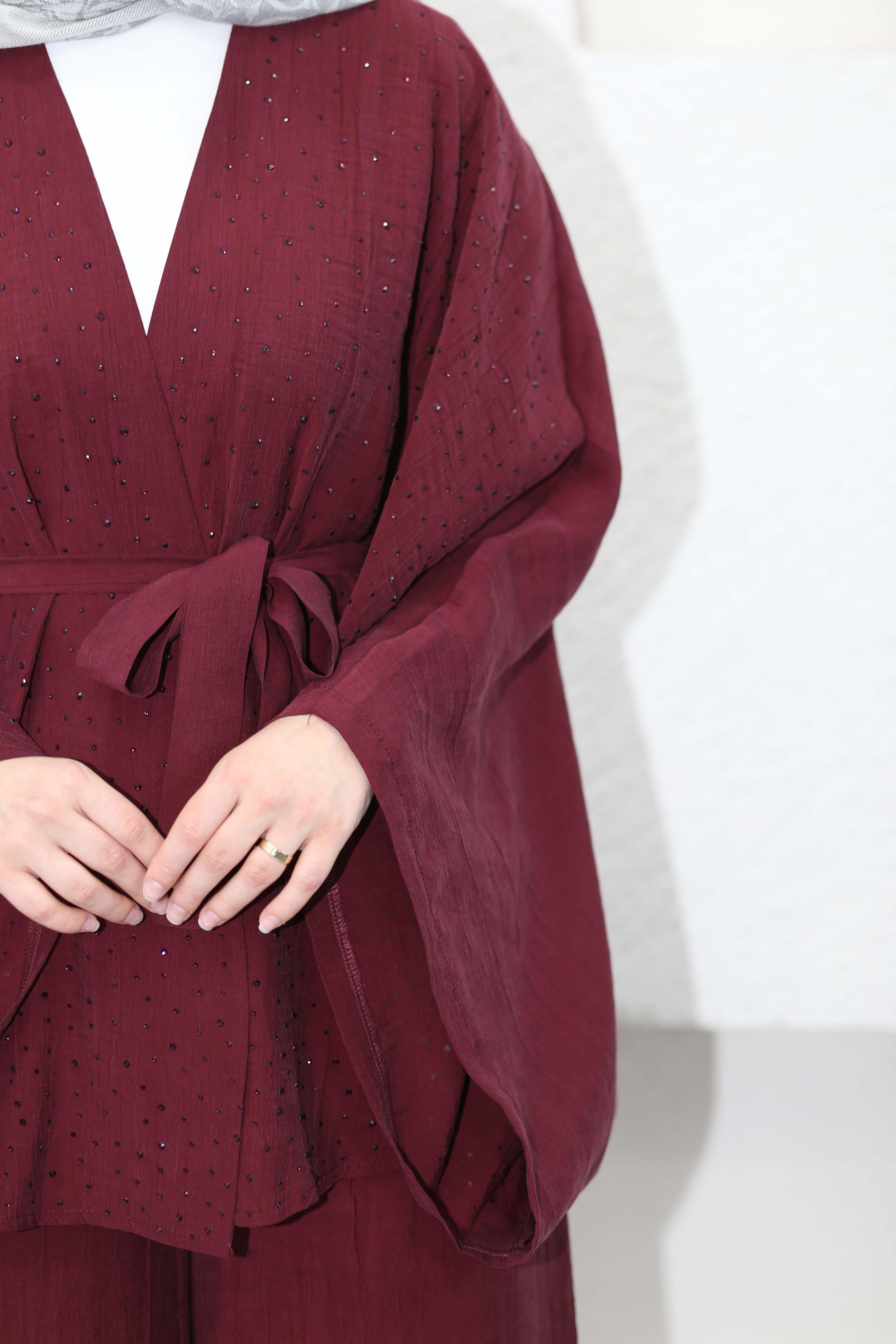 Işıltı Kimono Takım Bordo 5608