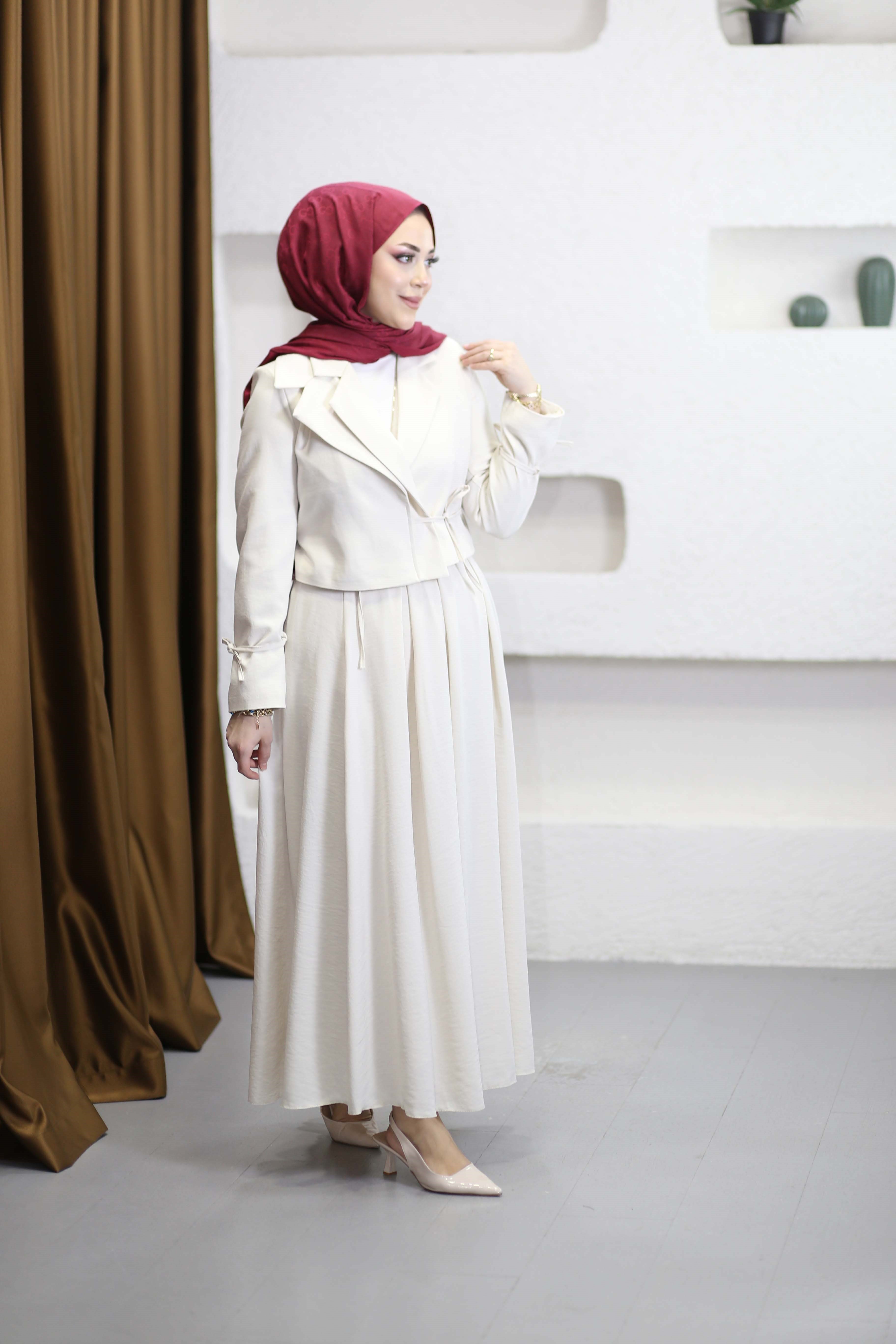 Yaka Detaylı Etekli Takım Taş 41337