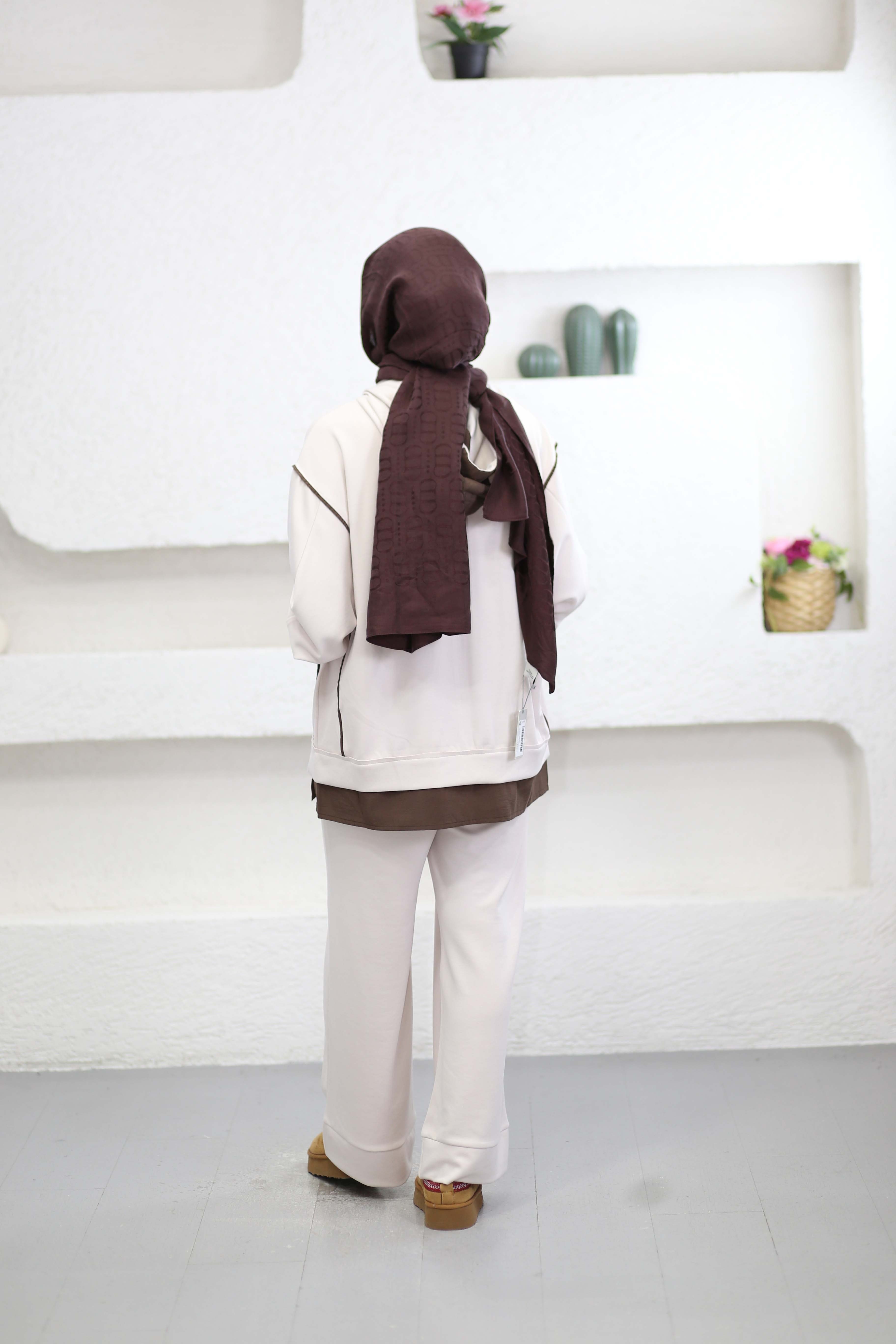 Paraşüt Detaylı Hırka Takım Bej 6653